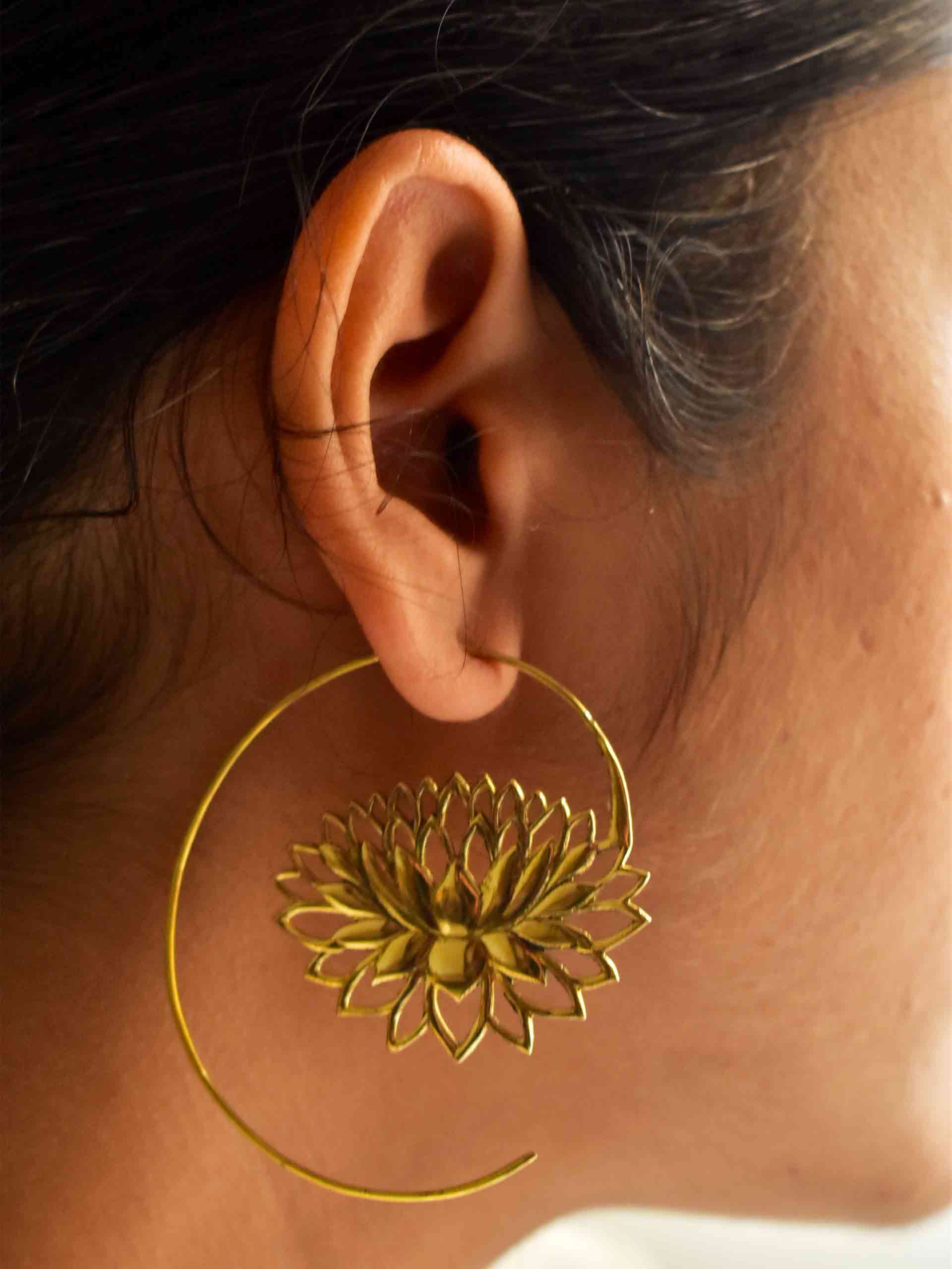 Lotus - gold plated hoops