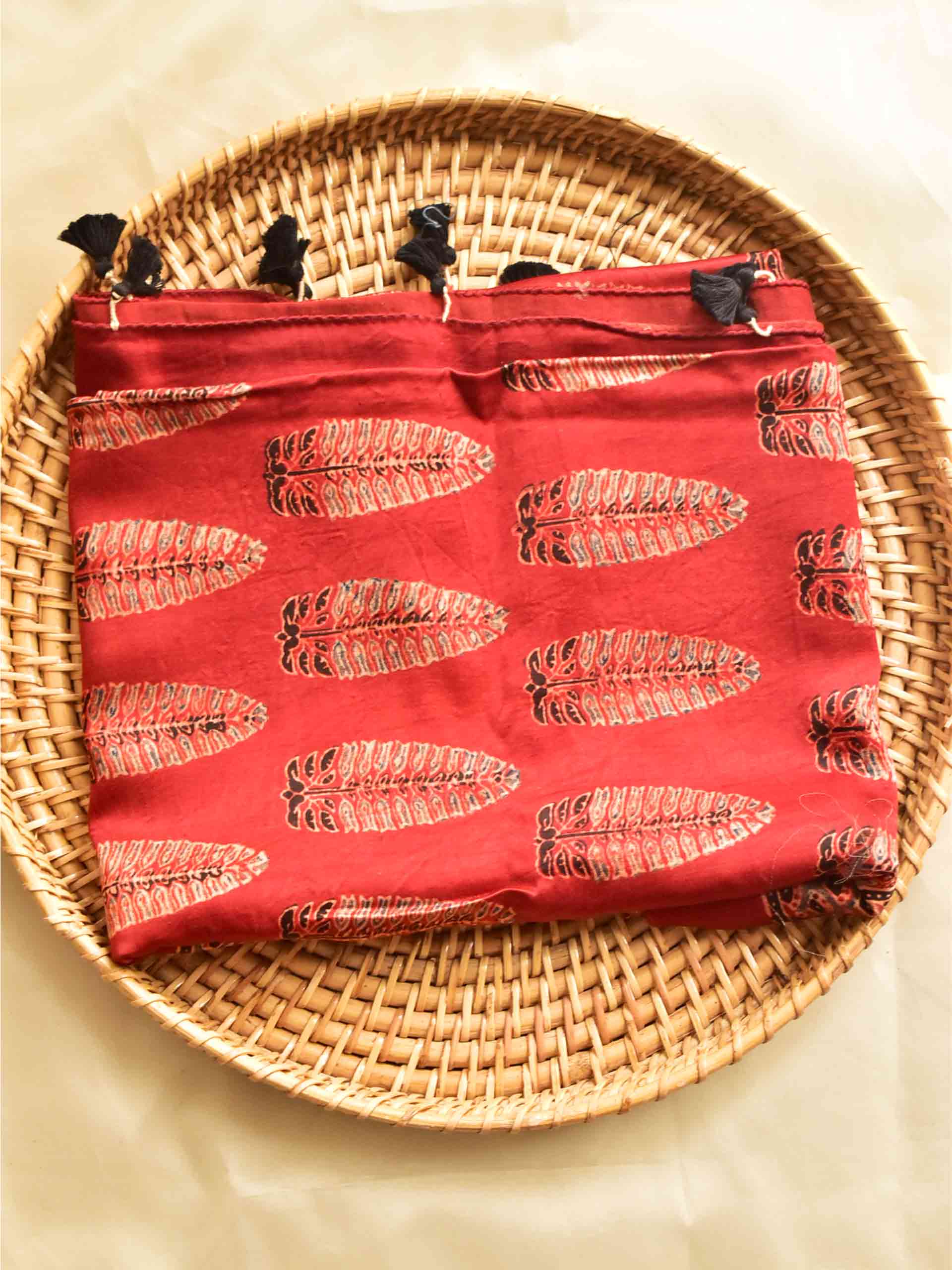 Leaf - Ajrakh hand block printed Mashru silk stole