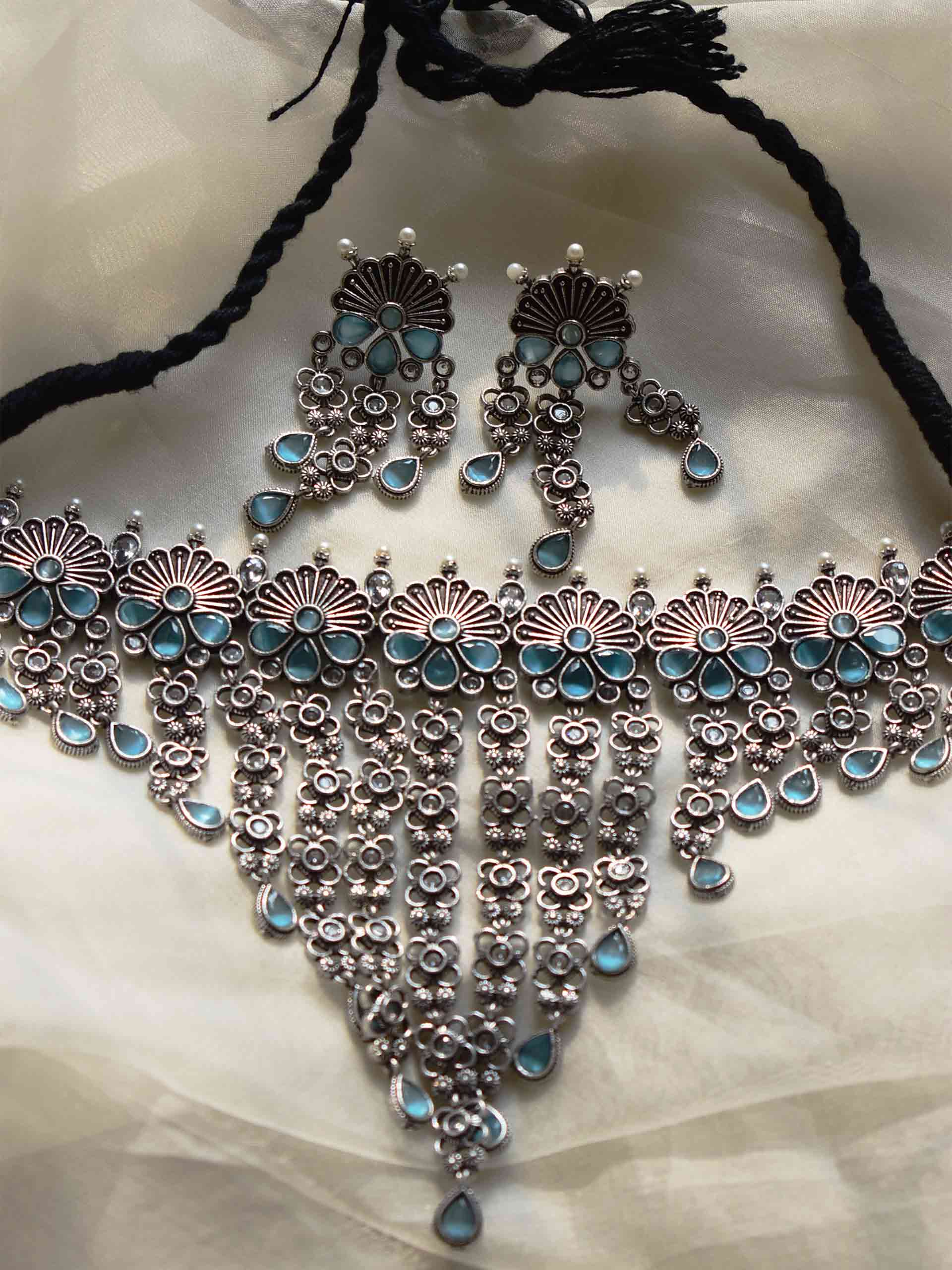 Mumtaz - Oxidized necklace set