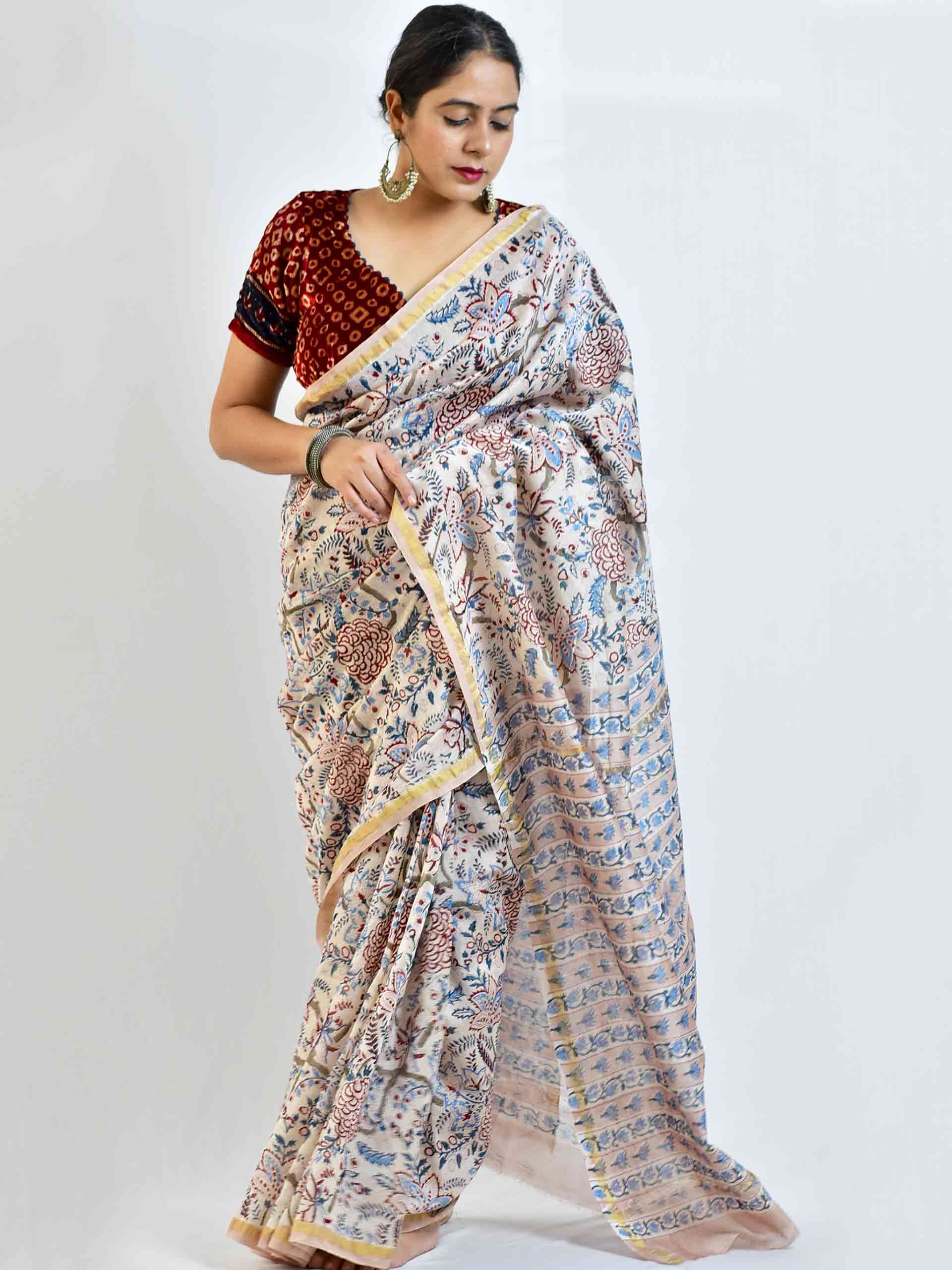 Muskura - Dabu Chanderi silk saree