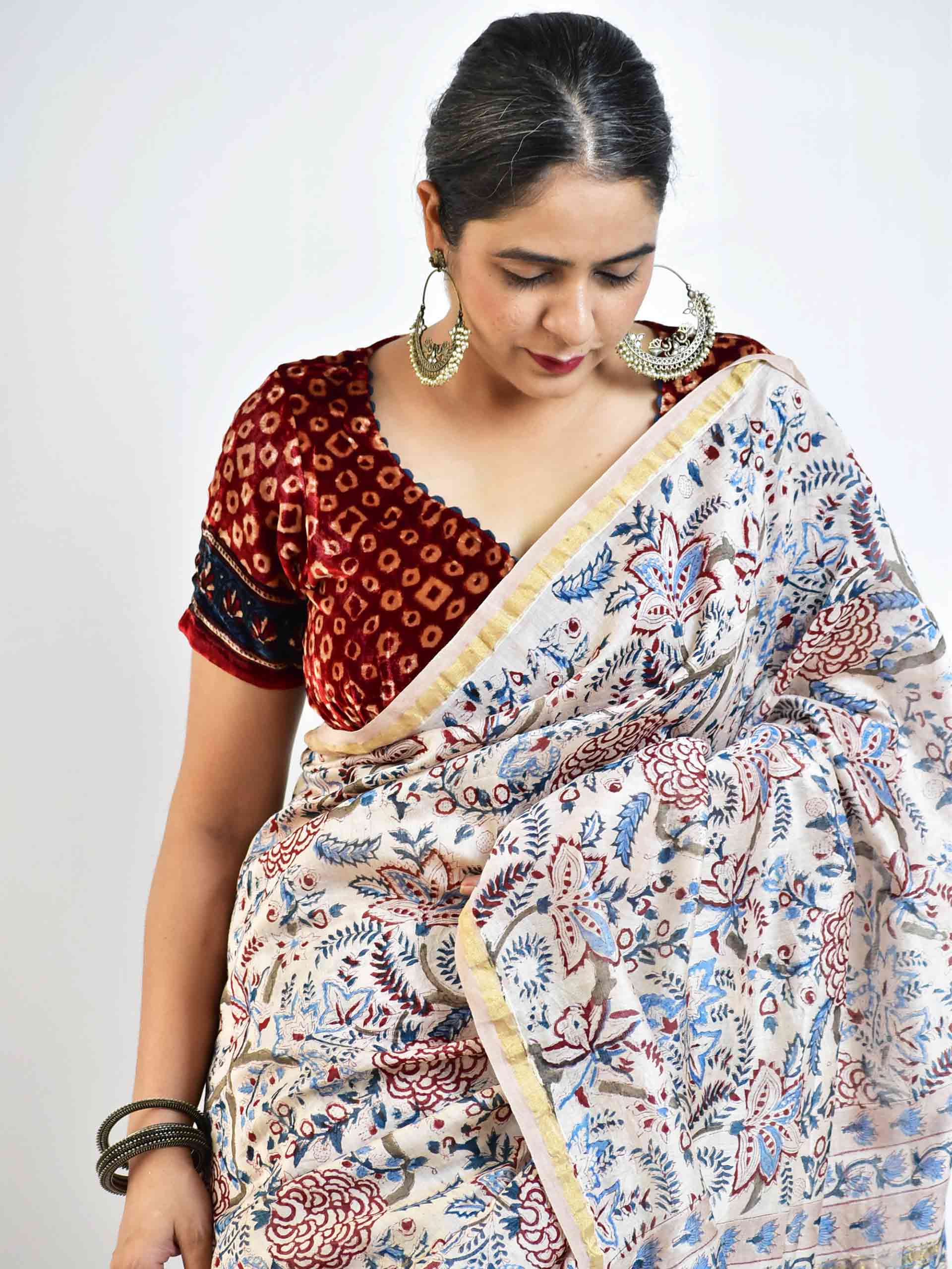 Muskura - Dabu Chanderi silk saree