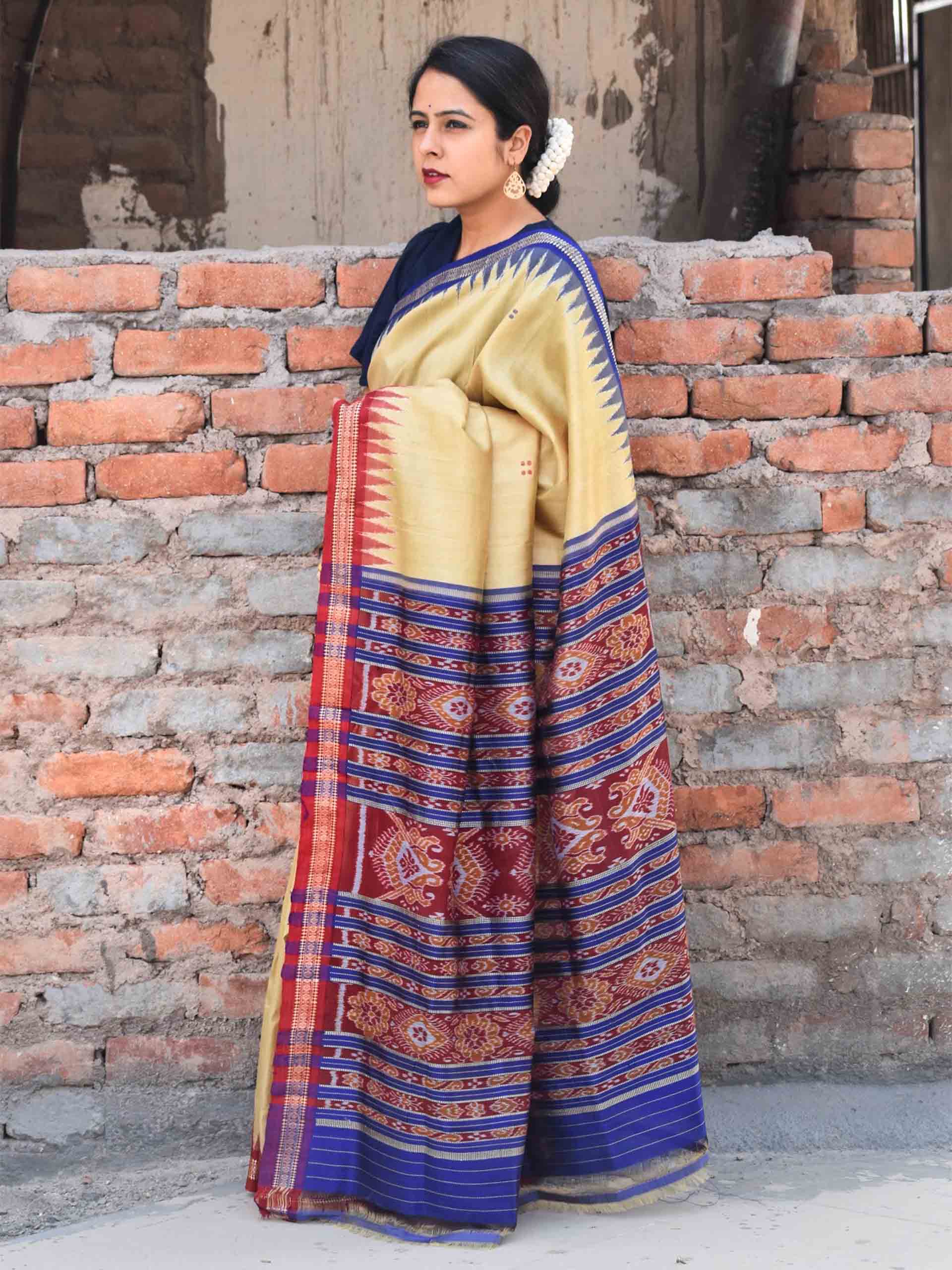 Buy Ikat Silk Saree