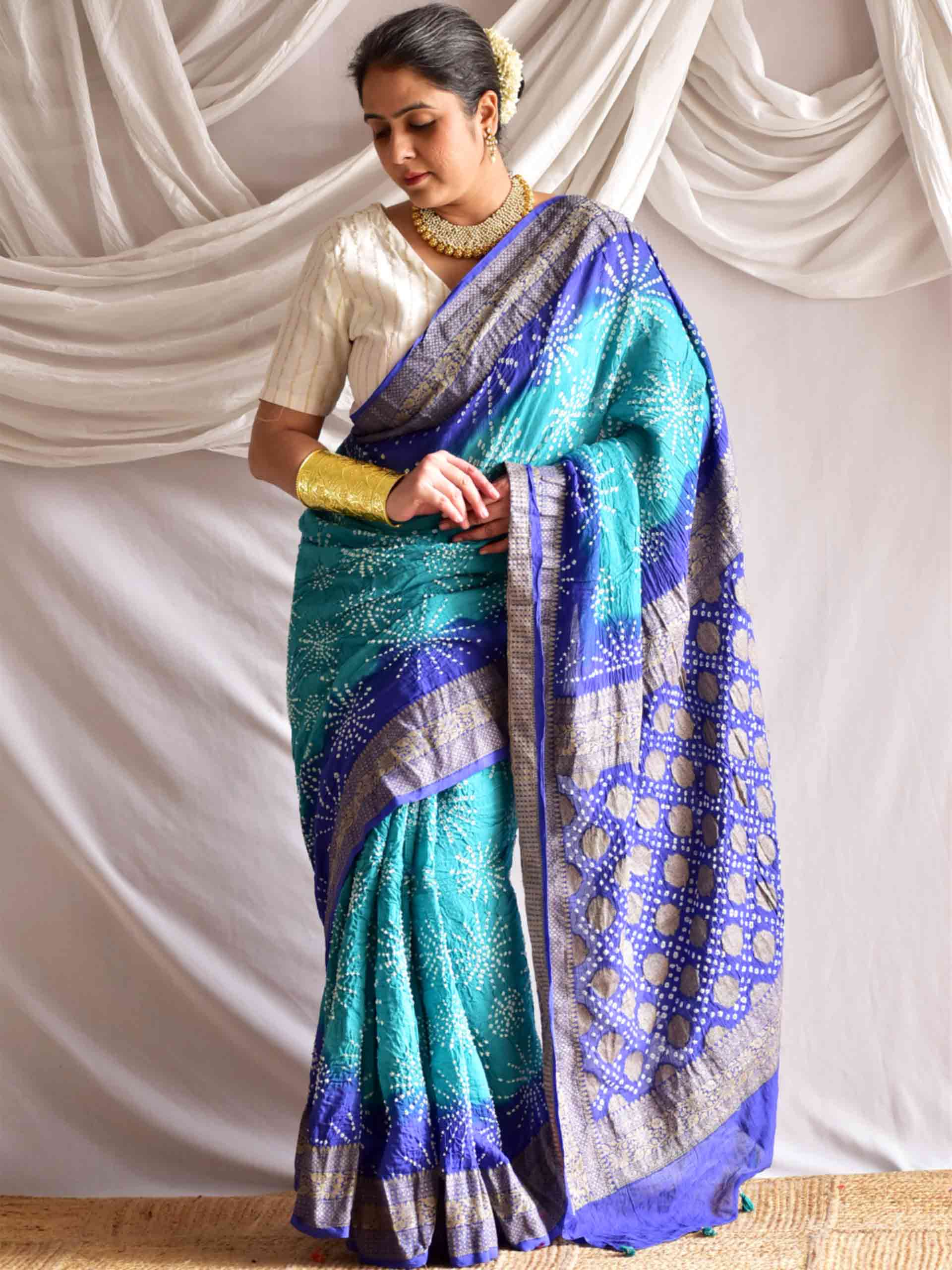 Firoza Bandhej Saree