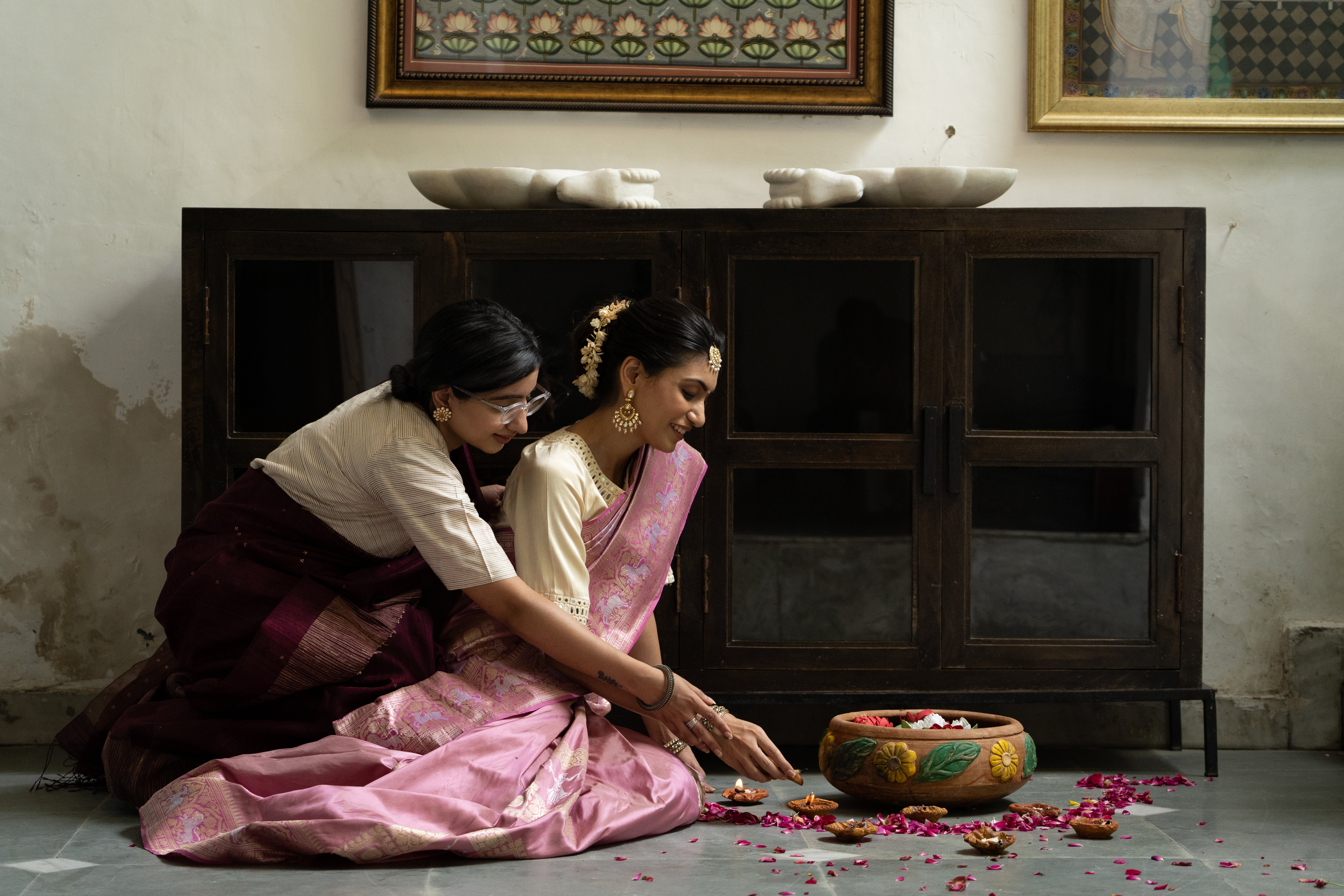Pink Banarasi Handwoven Silk Saree