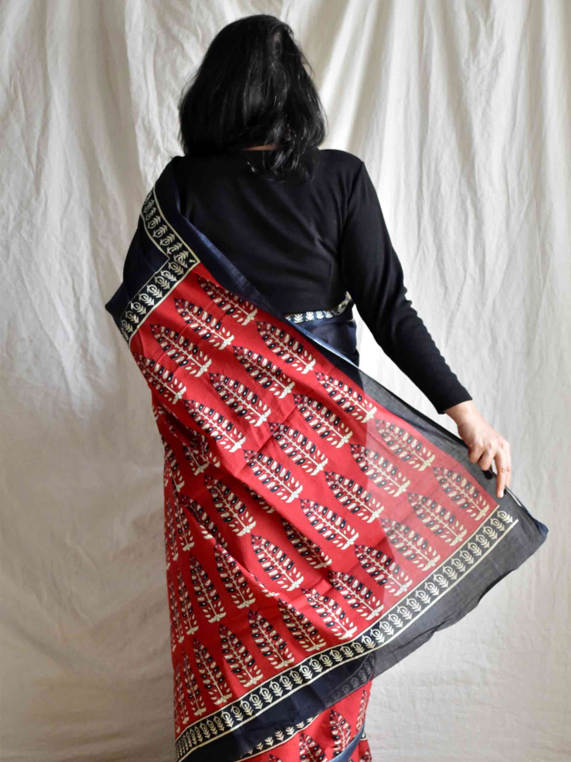 Night scape - Dabu cotton saree