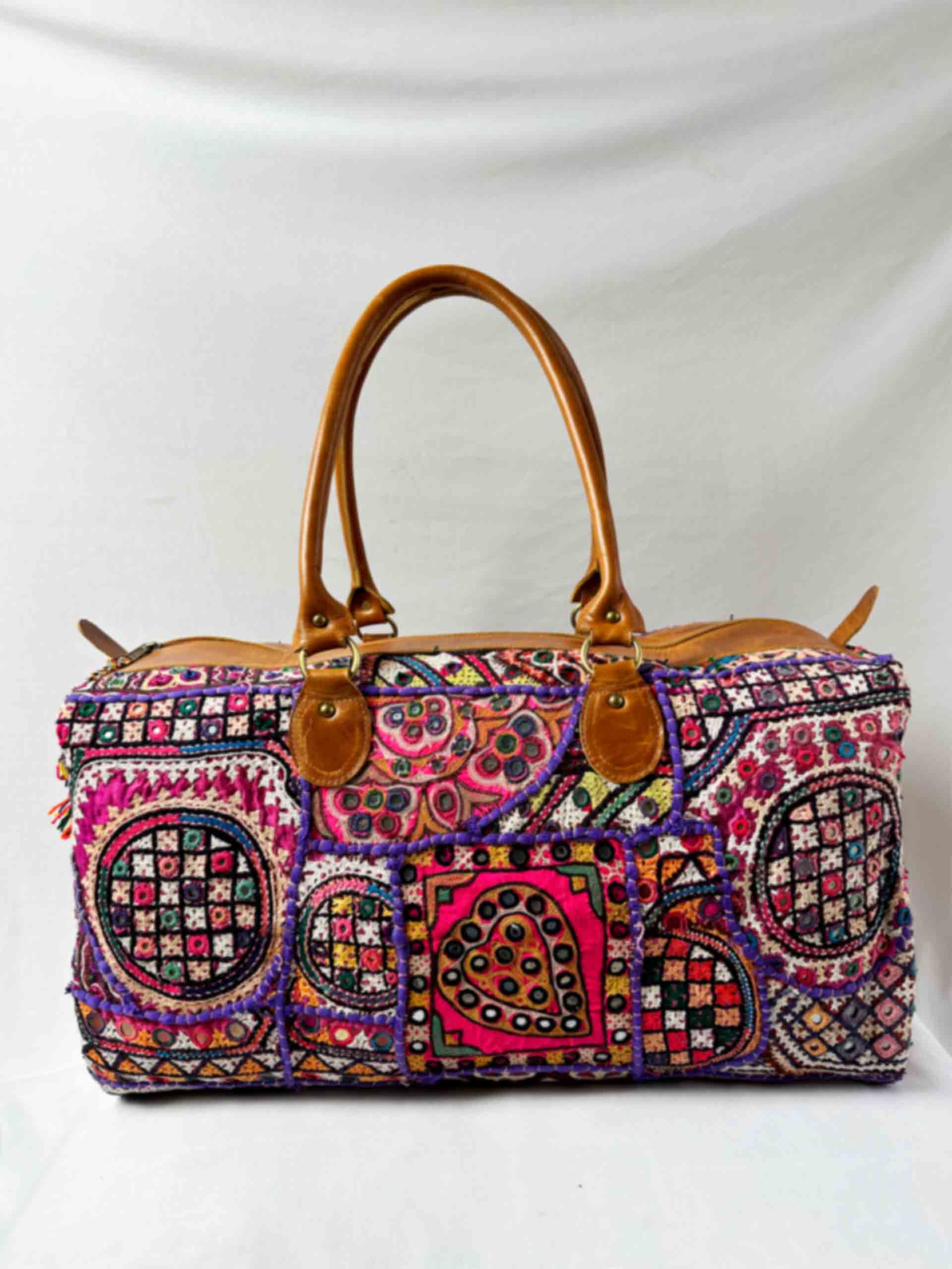 Kutchi - Mirror work hand embroidered duffle bag