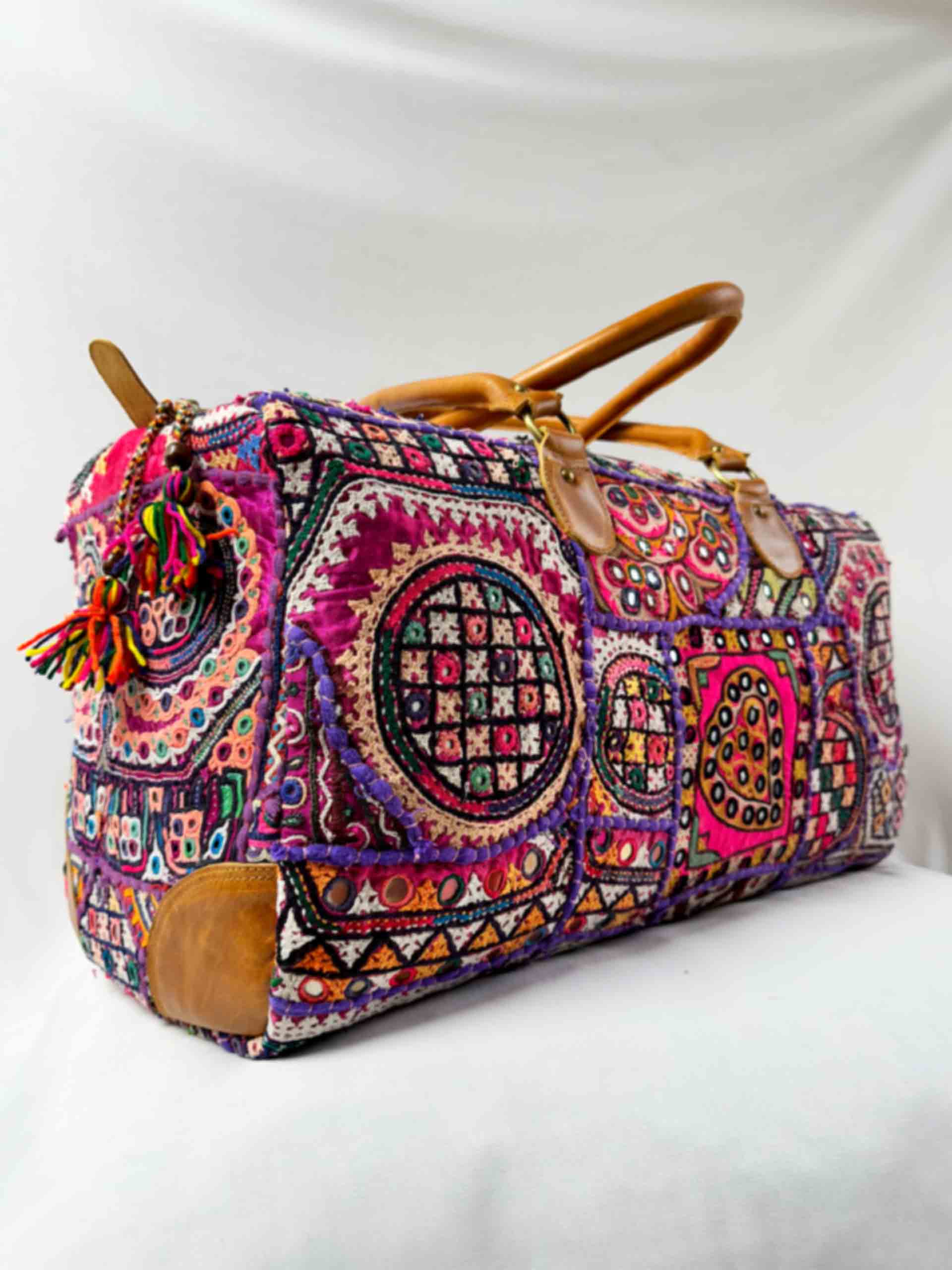 Kutchi - Mirror work hand embroidered duffle bag