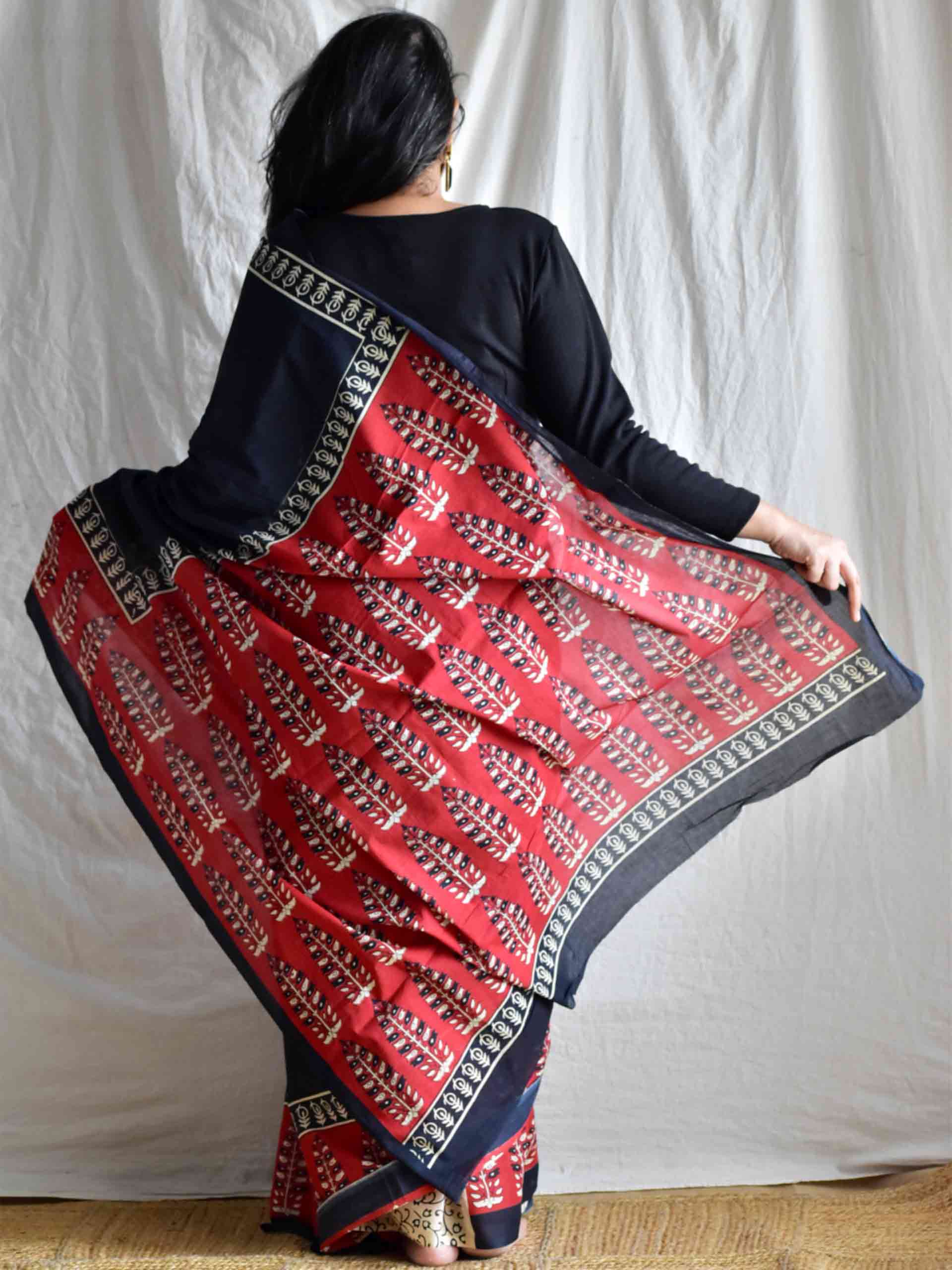 Night scape - Dabu cotton saree