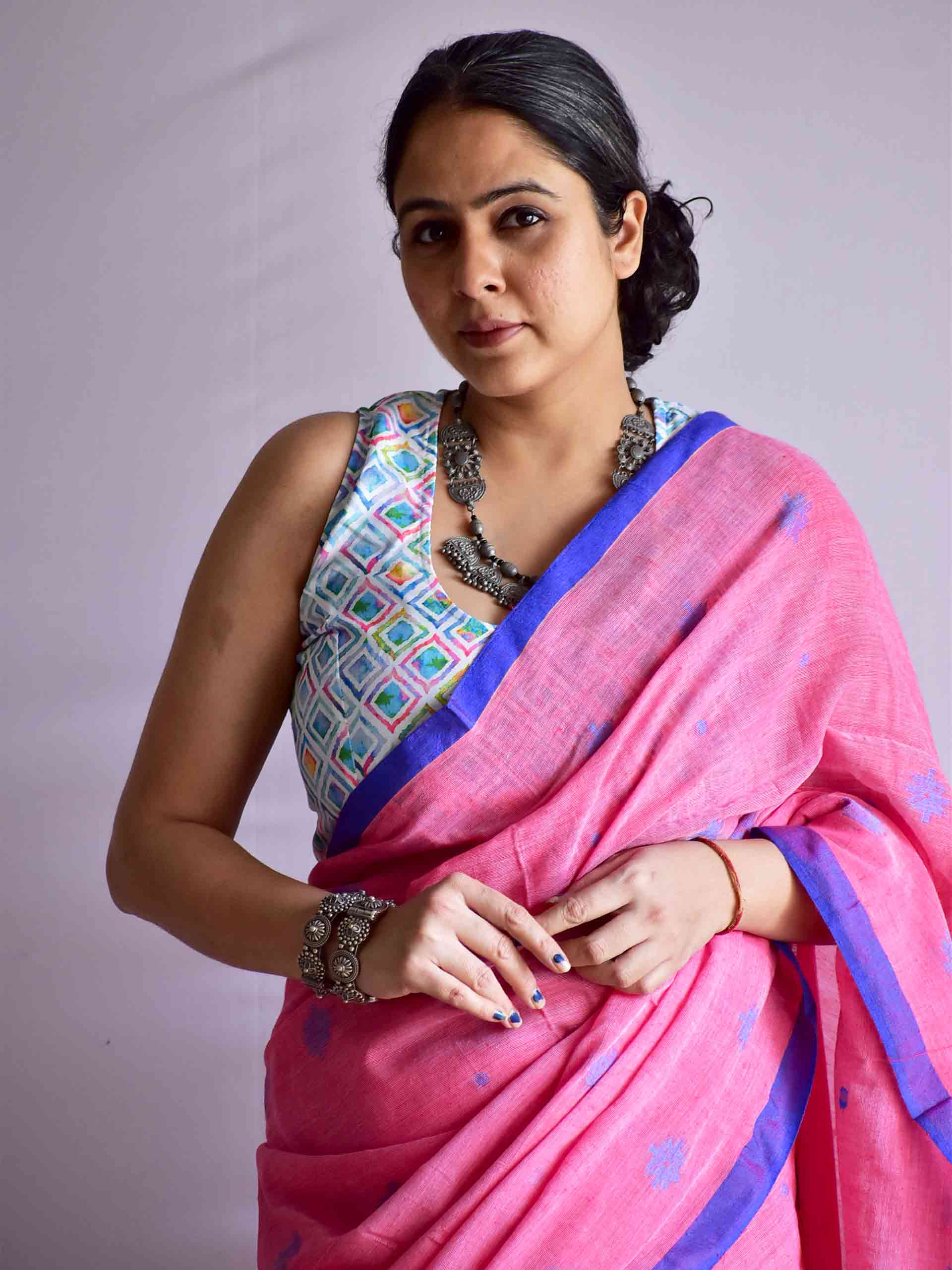 bubbly - handloom Jamdani mul cotton saree