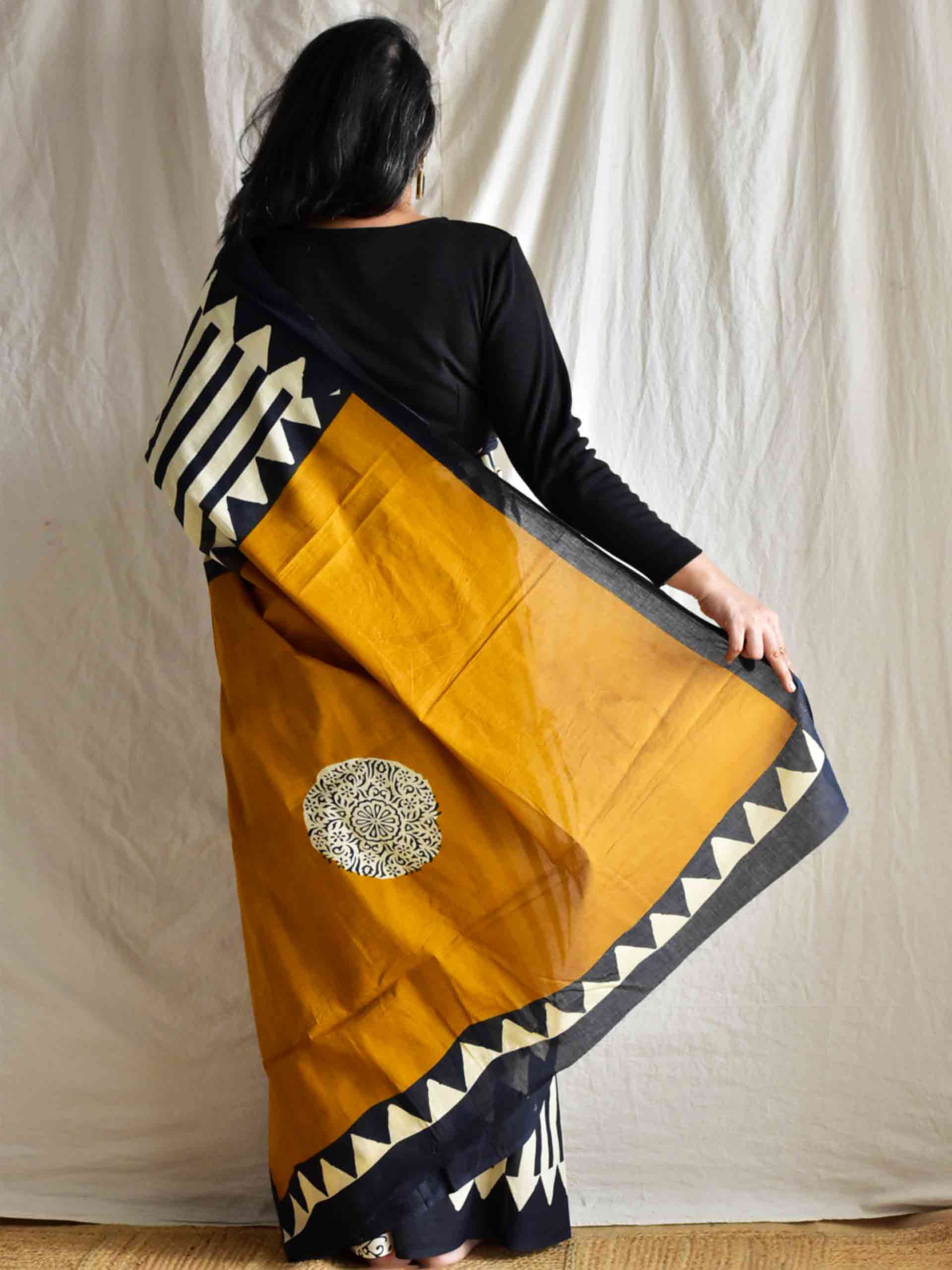 Stripe Magic - Dabu cotton saree