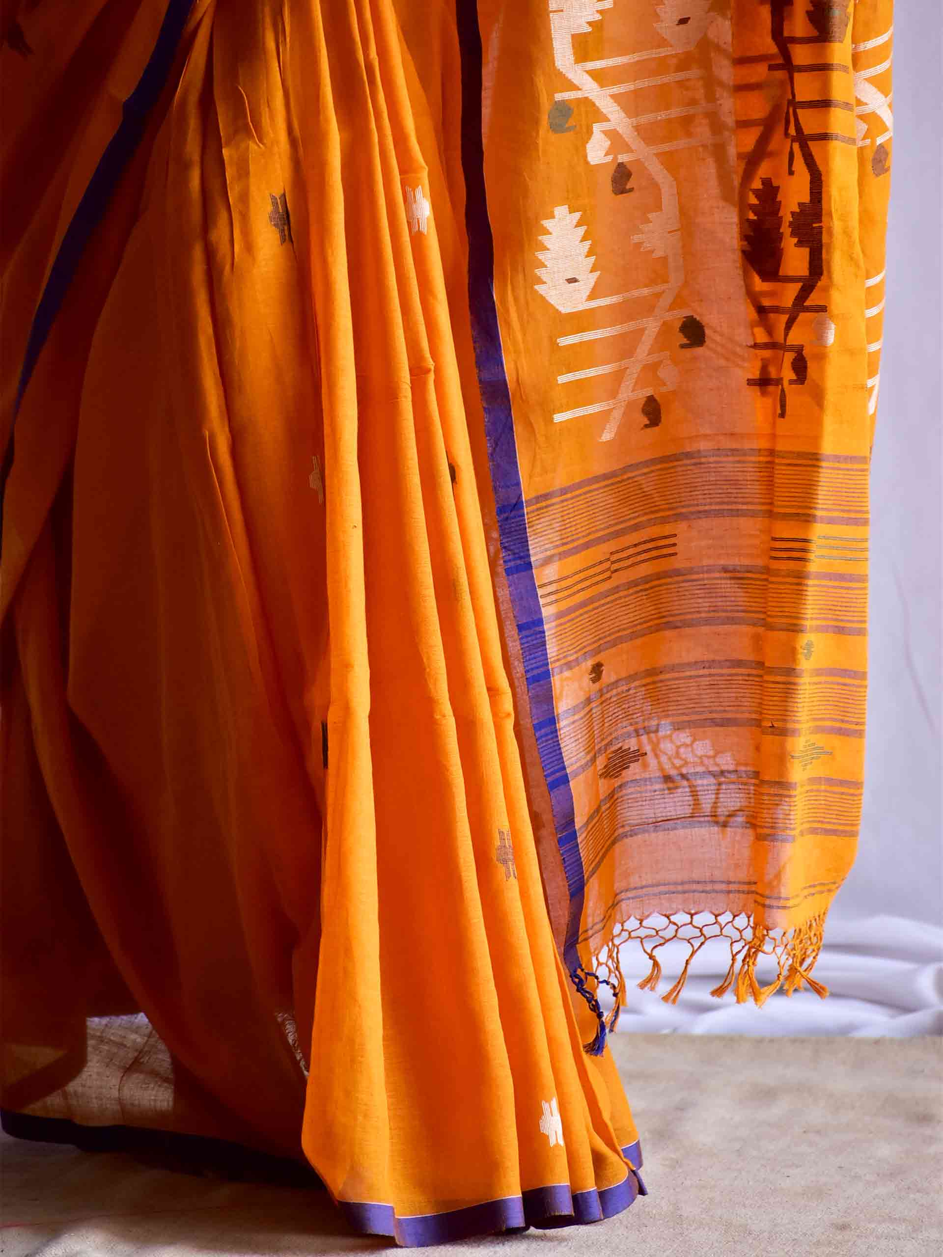 haldi - Jamdani handloom mul cotton saree