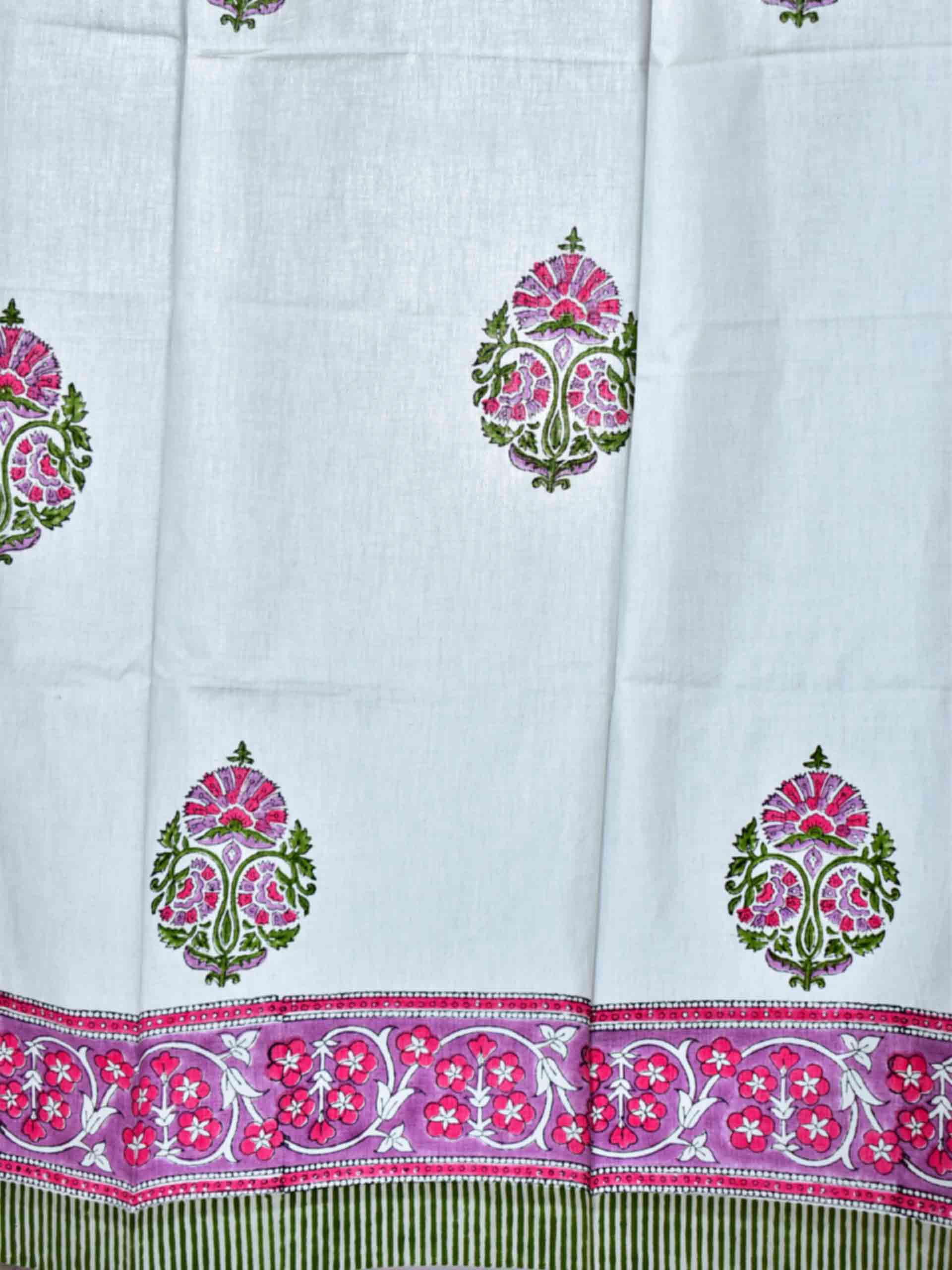 Pink Flower - Hand block printed curtain (5 ft)