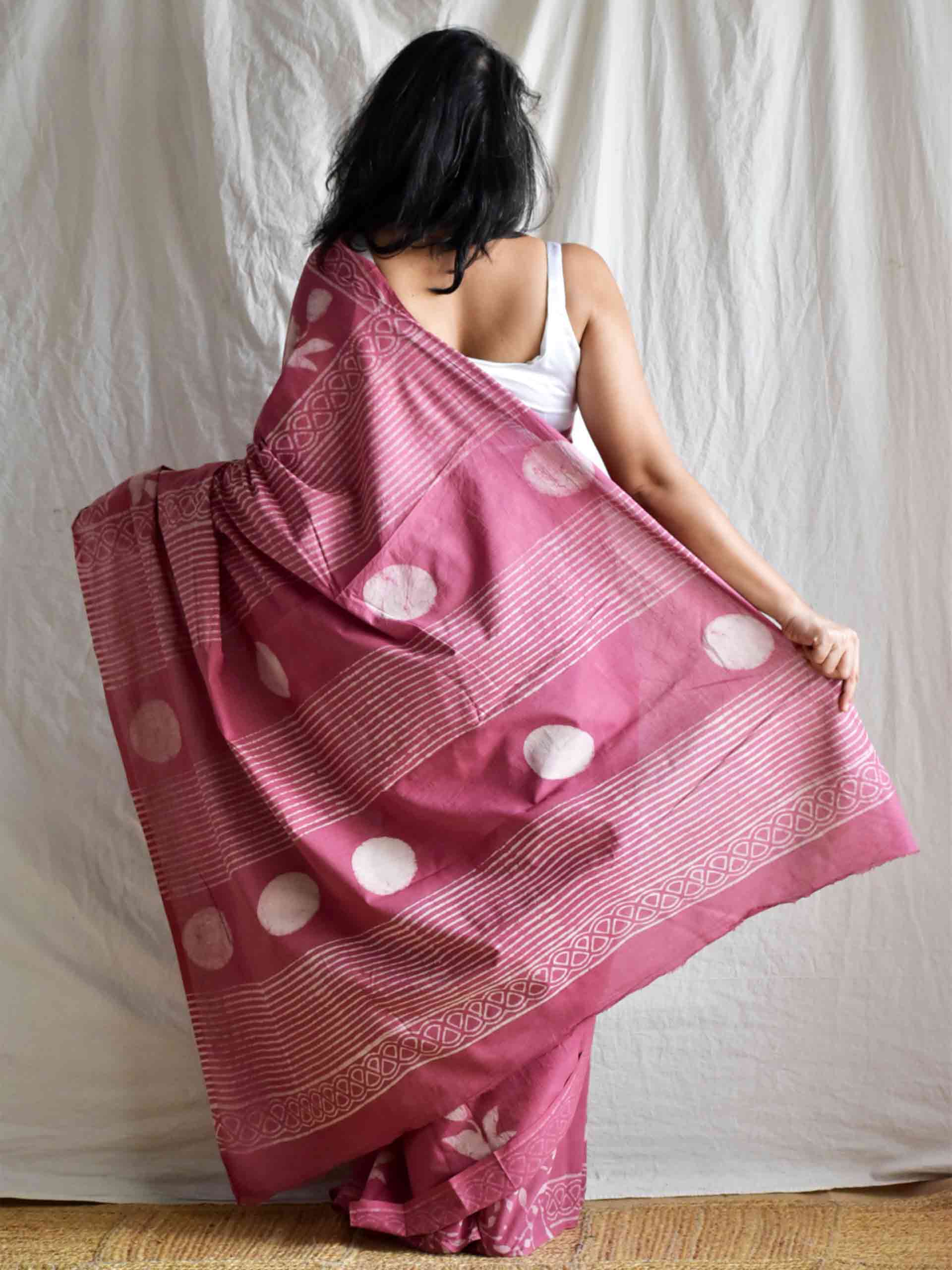 Berry - Dabu cotton saree