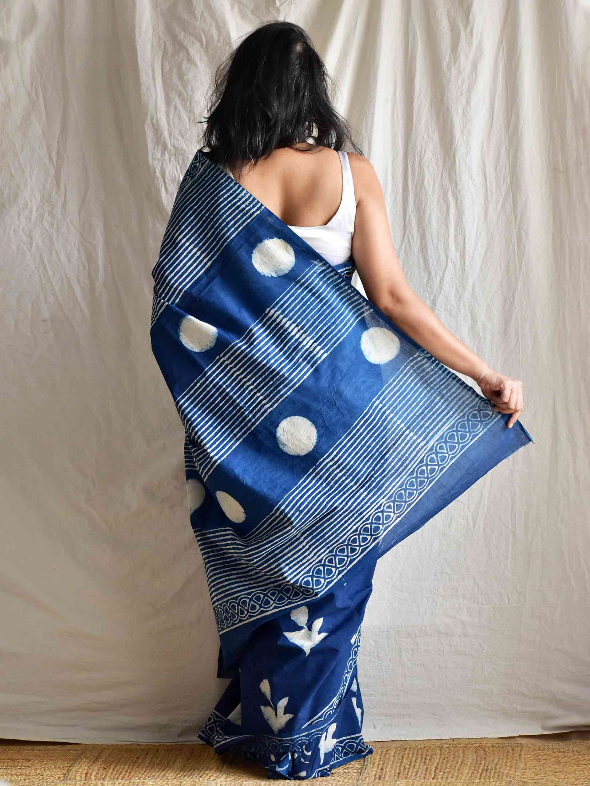 Daffodil - Dabu cotton saree