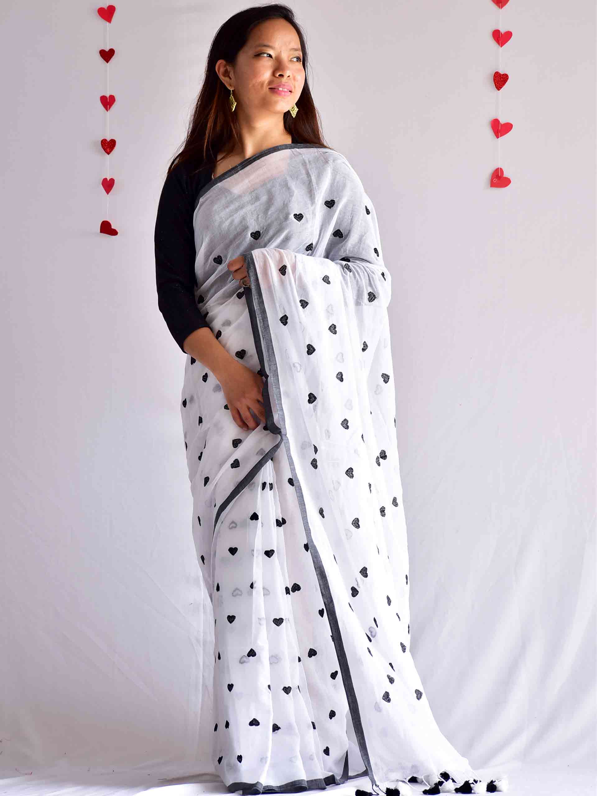 madhubala - mul cotton embroidered saree