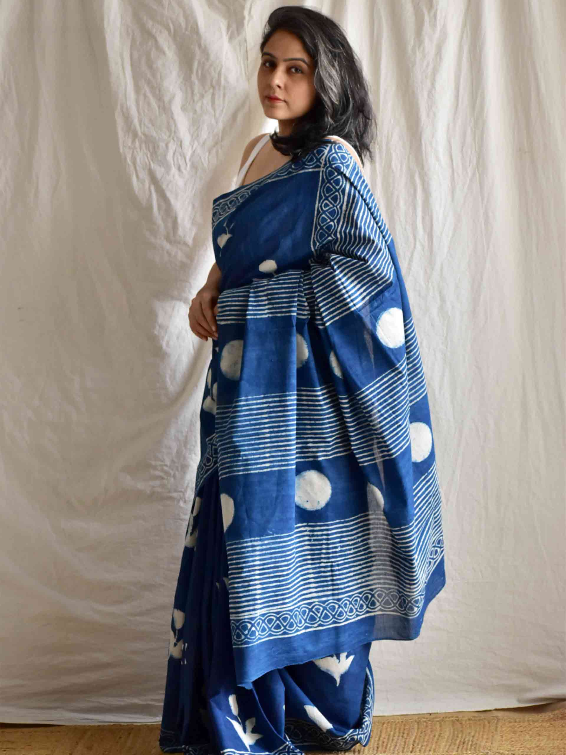 Daffodil - Dabu cotton saree