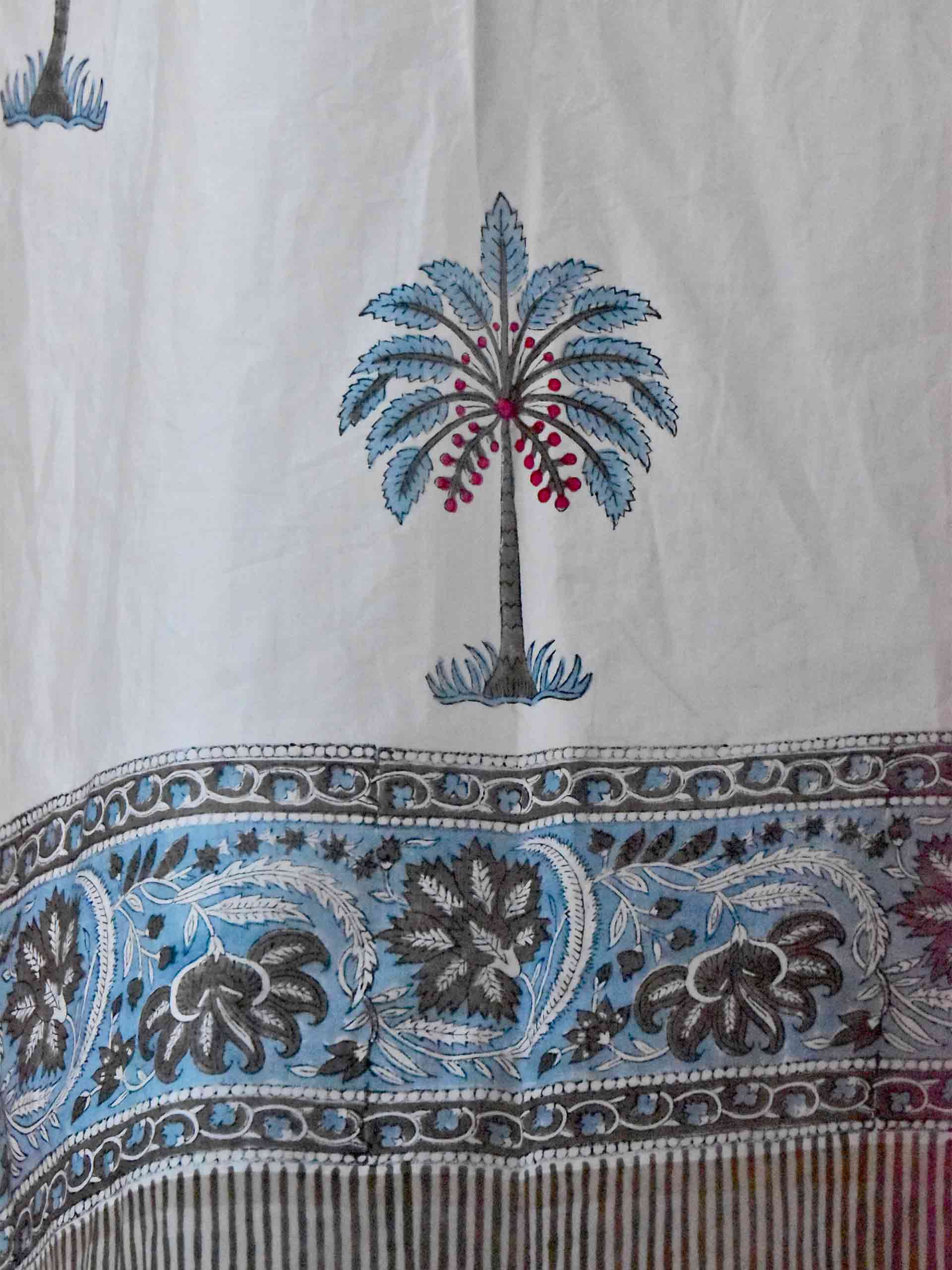 Coconut Tree - Hand block printed curtain (7 ft)
