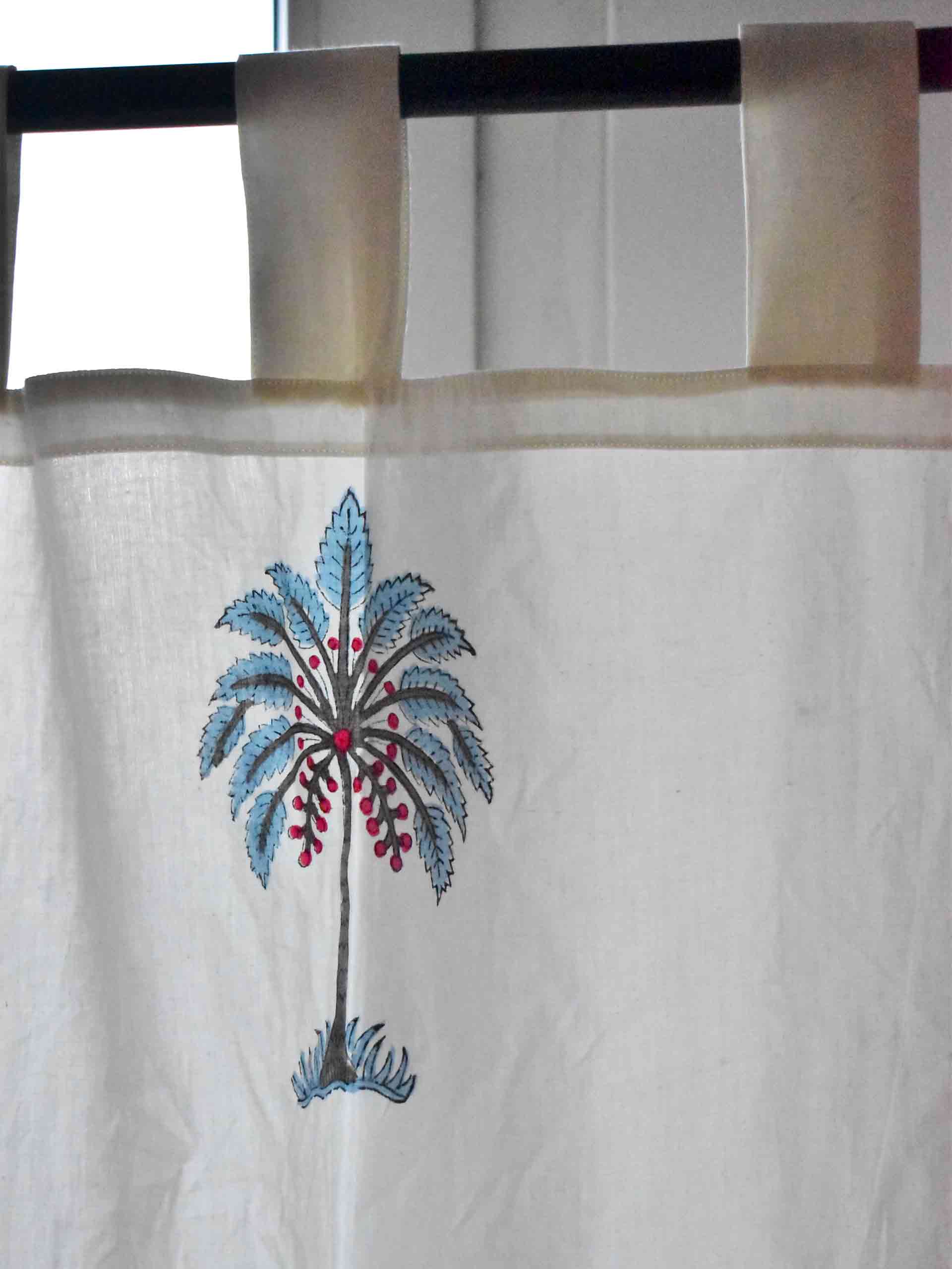 Coconut Tree - Hand block printed curtain (7 ft)