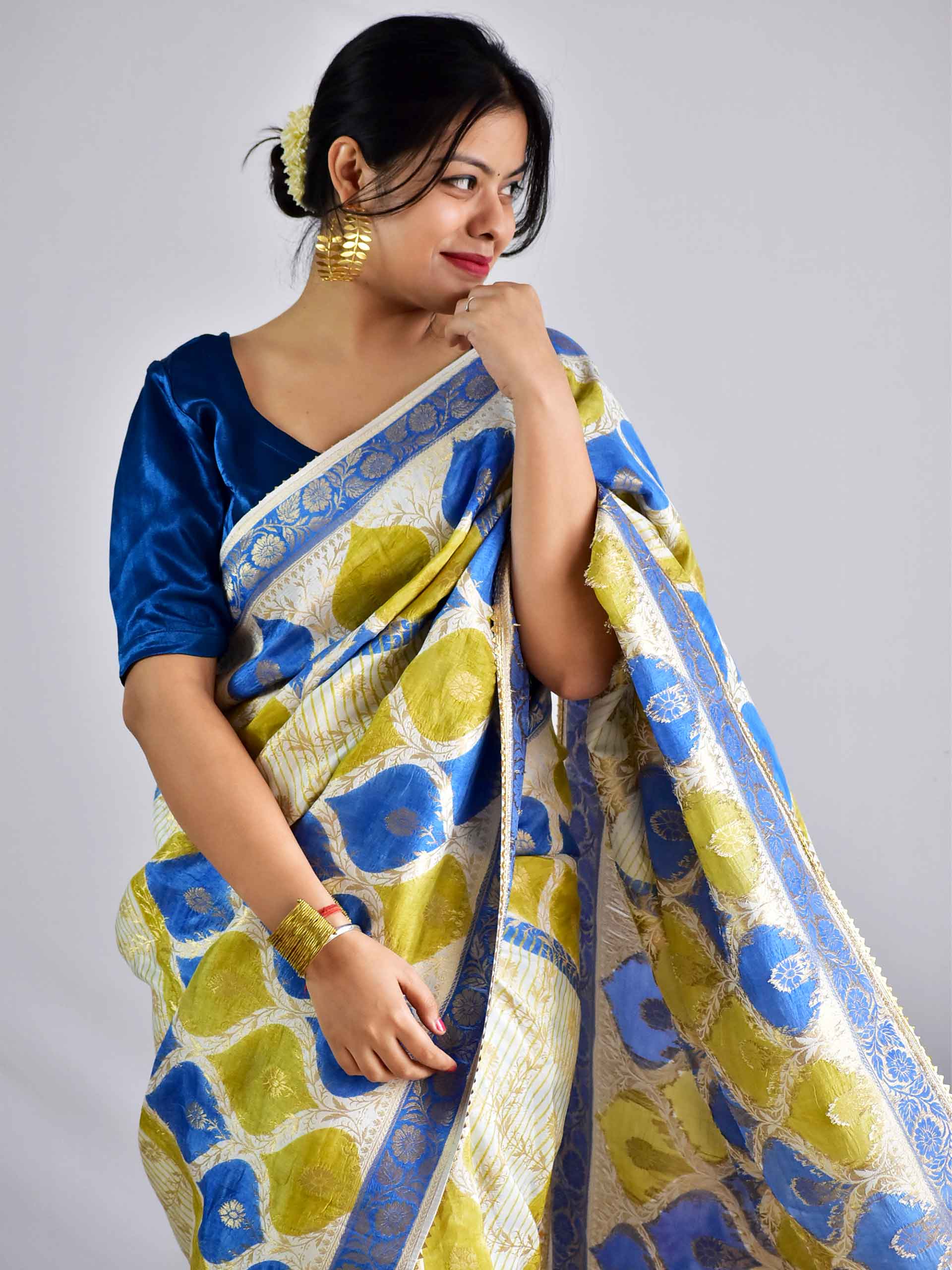 patjhadh - bagh printed Dola Silk zari border Saree