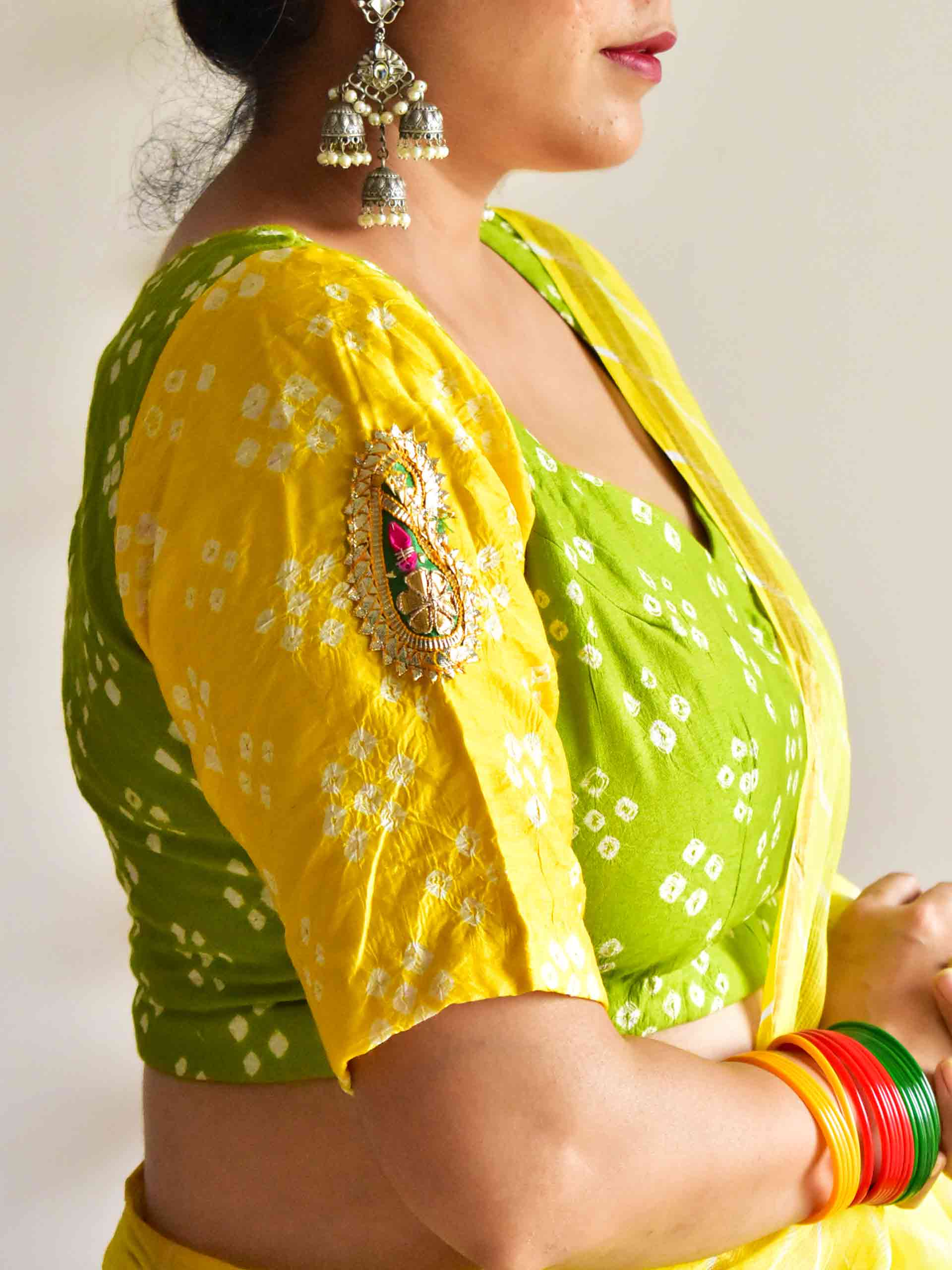 Mithaas - Handloom Chanderi silk Bandhani Blouse
