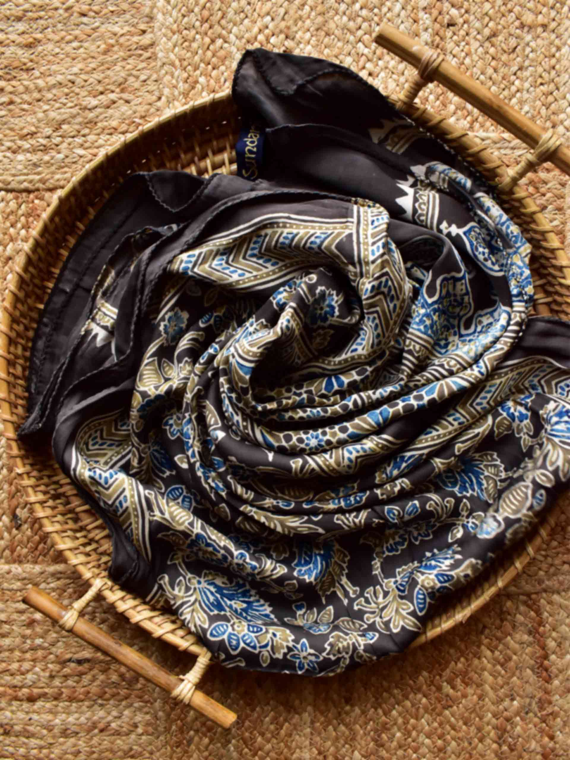 Naina - Ajrakh hand block printed Modal silk stole