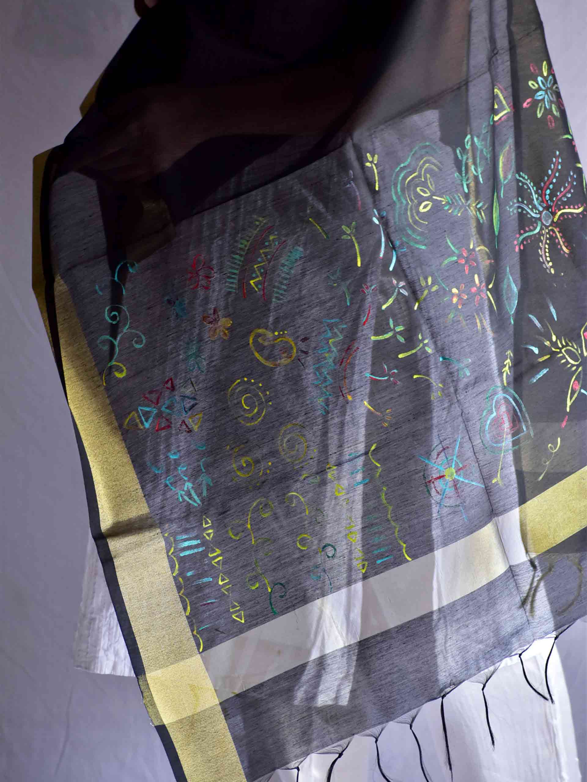 Manjhi -  Hand painted chanderi silk Dupatta