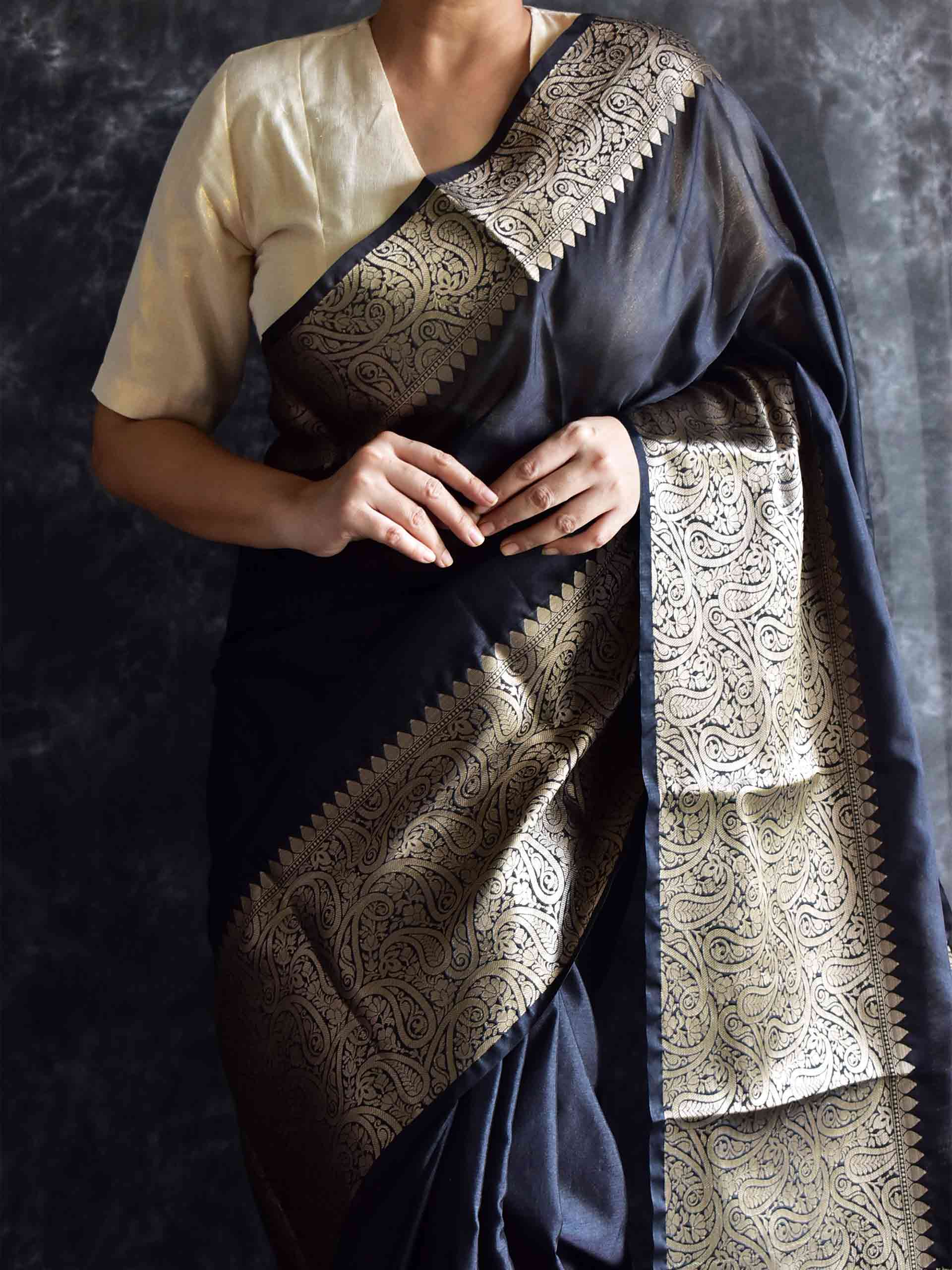 Black beauty - Chanderi silk saree