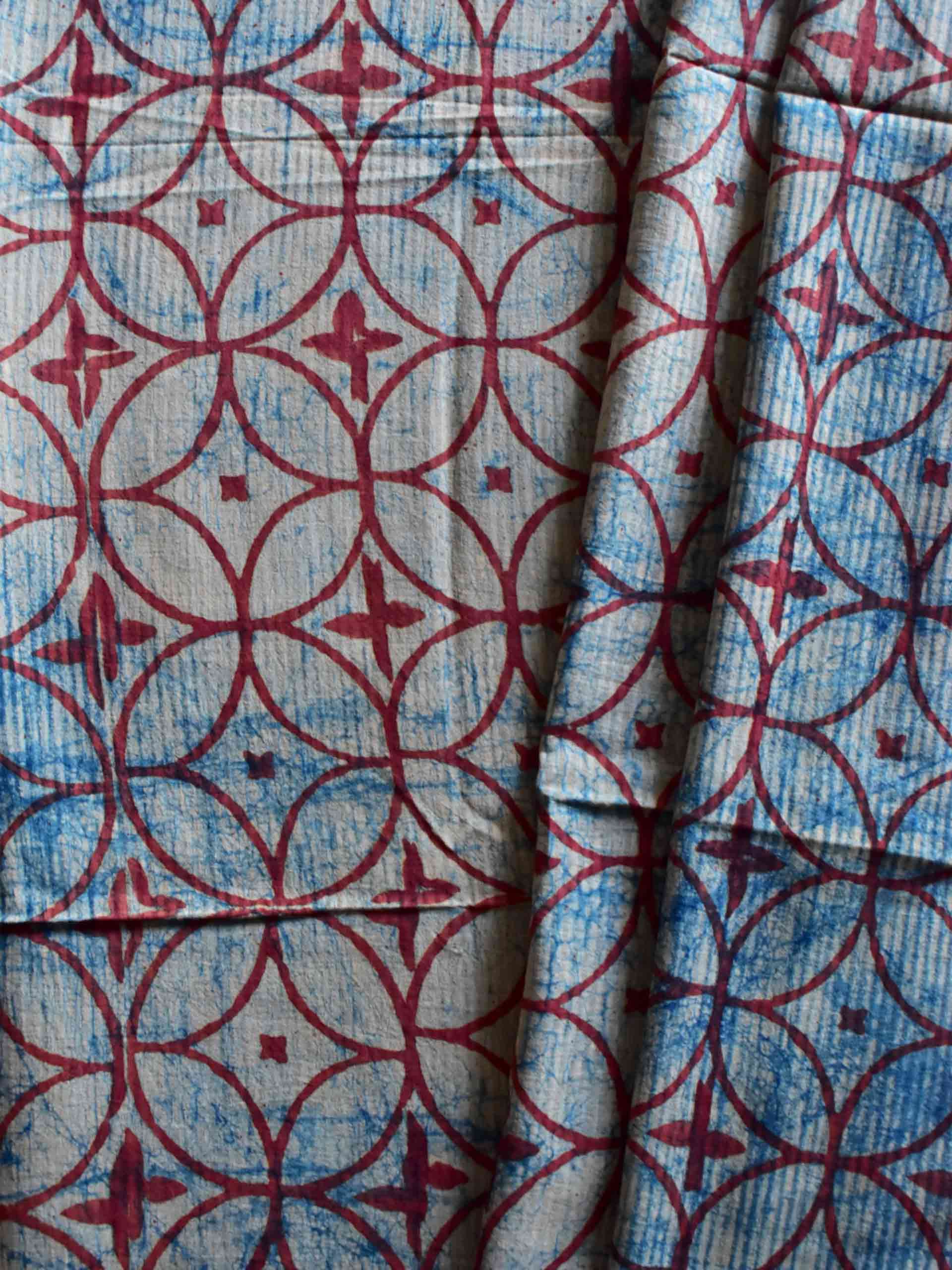 circles - Hand block printed Cotton fabric 330 per meter