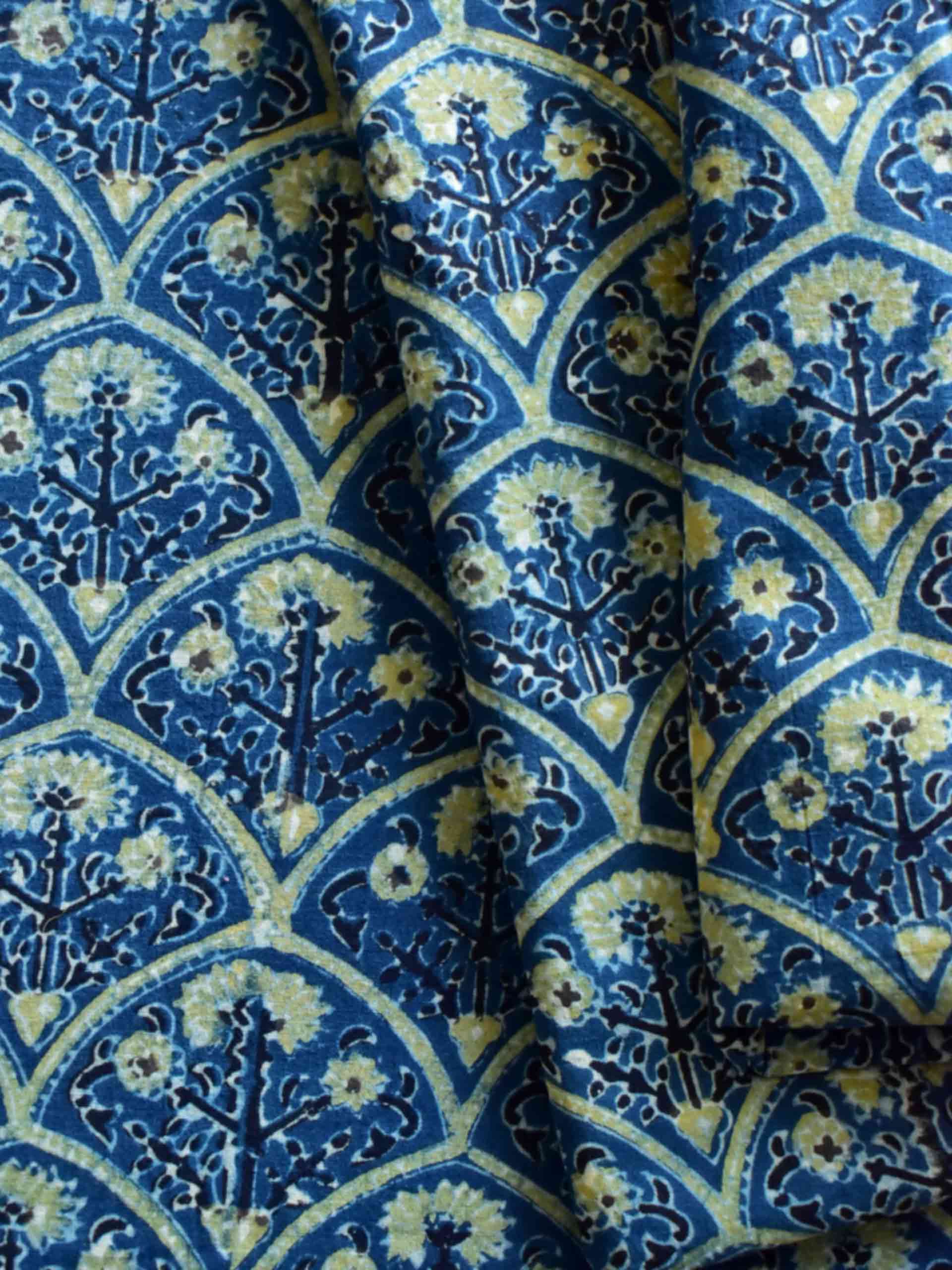 Olives - Hand block printed Cotton fabric 560 per meter