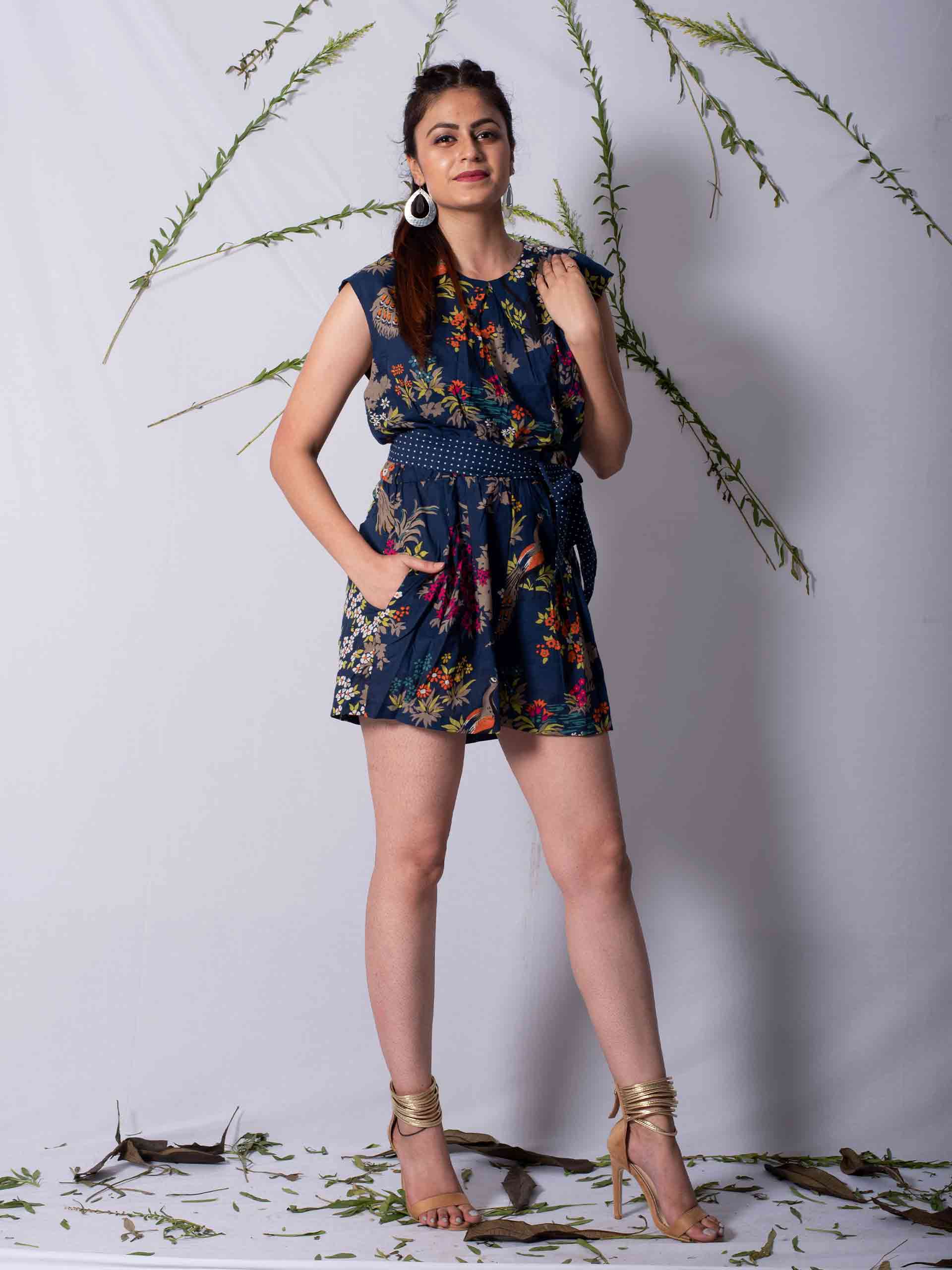 Deep Ocean - Cotton Short Jumpsuit