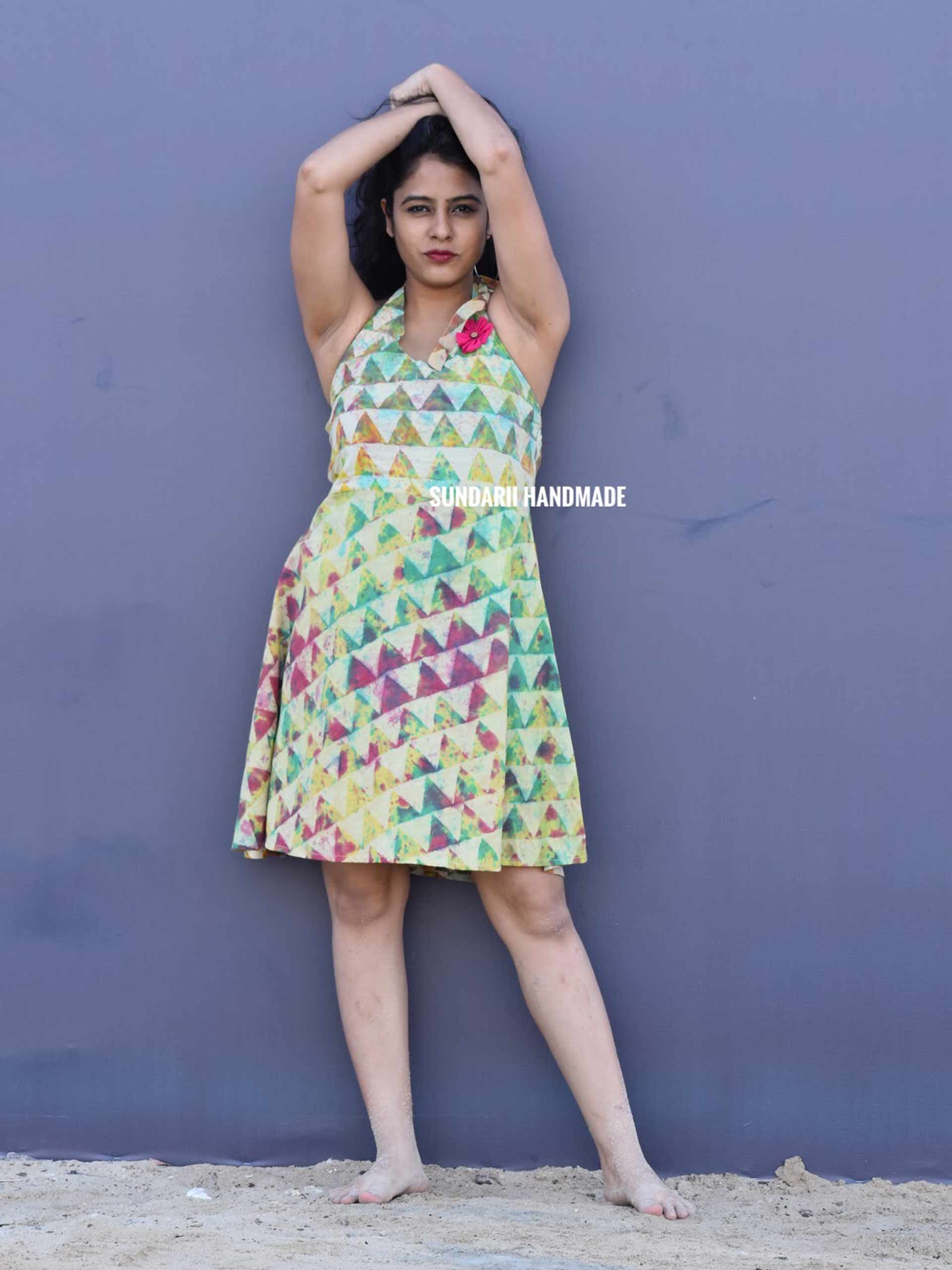 Gulaal Gala - Holi Printed Halter Neck Cotton Dress