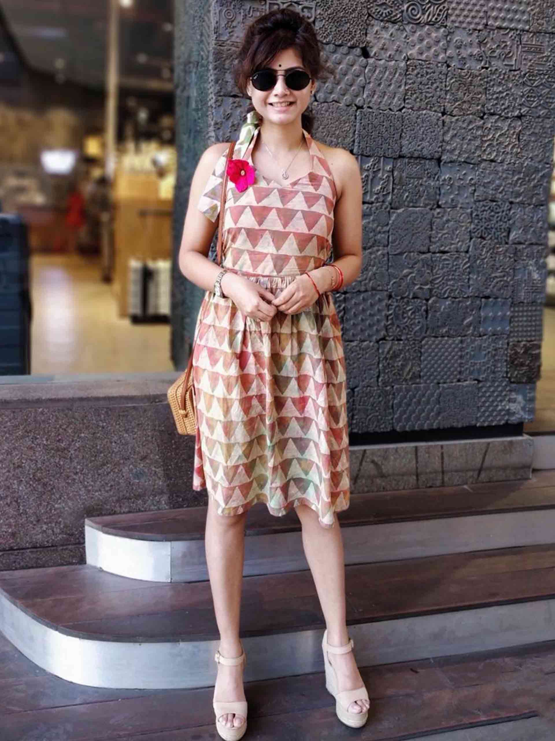 Gulaal Gala - Holi Printed Halter Neck Cotton Dress