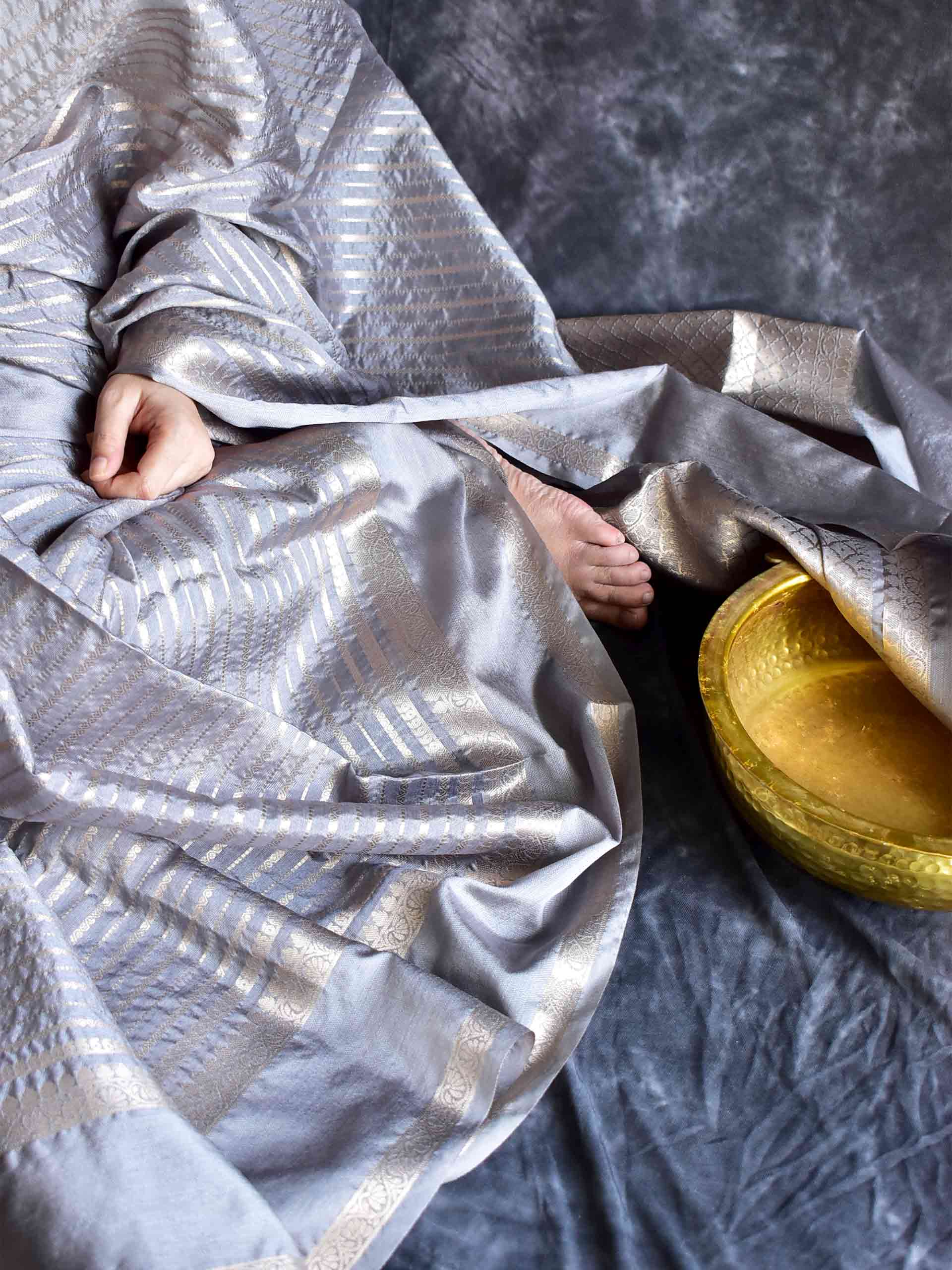 Silver clouds- Chanderi saree