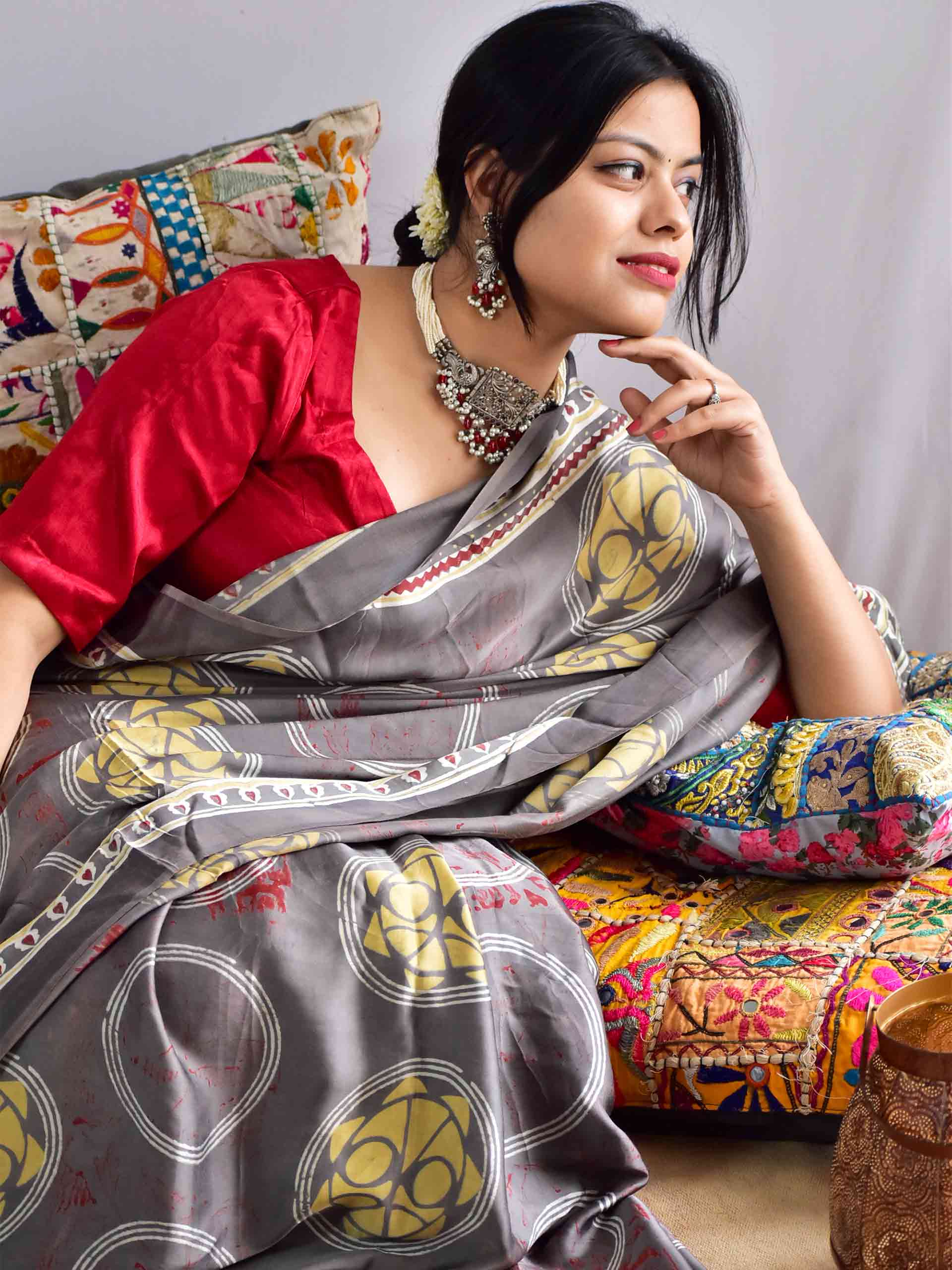 Reena - Ajrakh modal Silk Saree