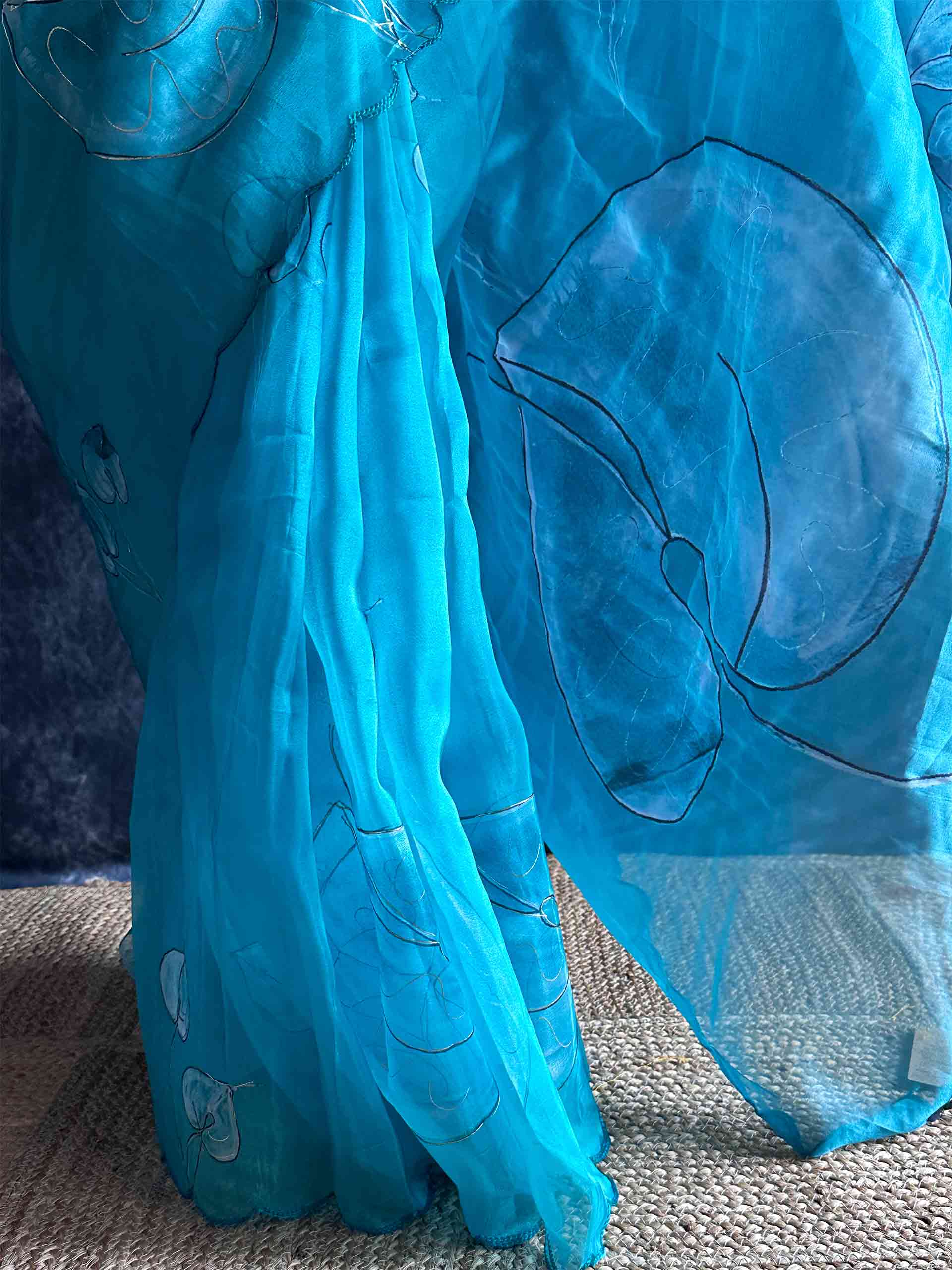 Fern - Hand Painted Organza Saree
