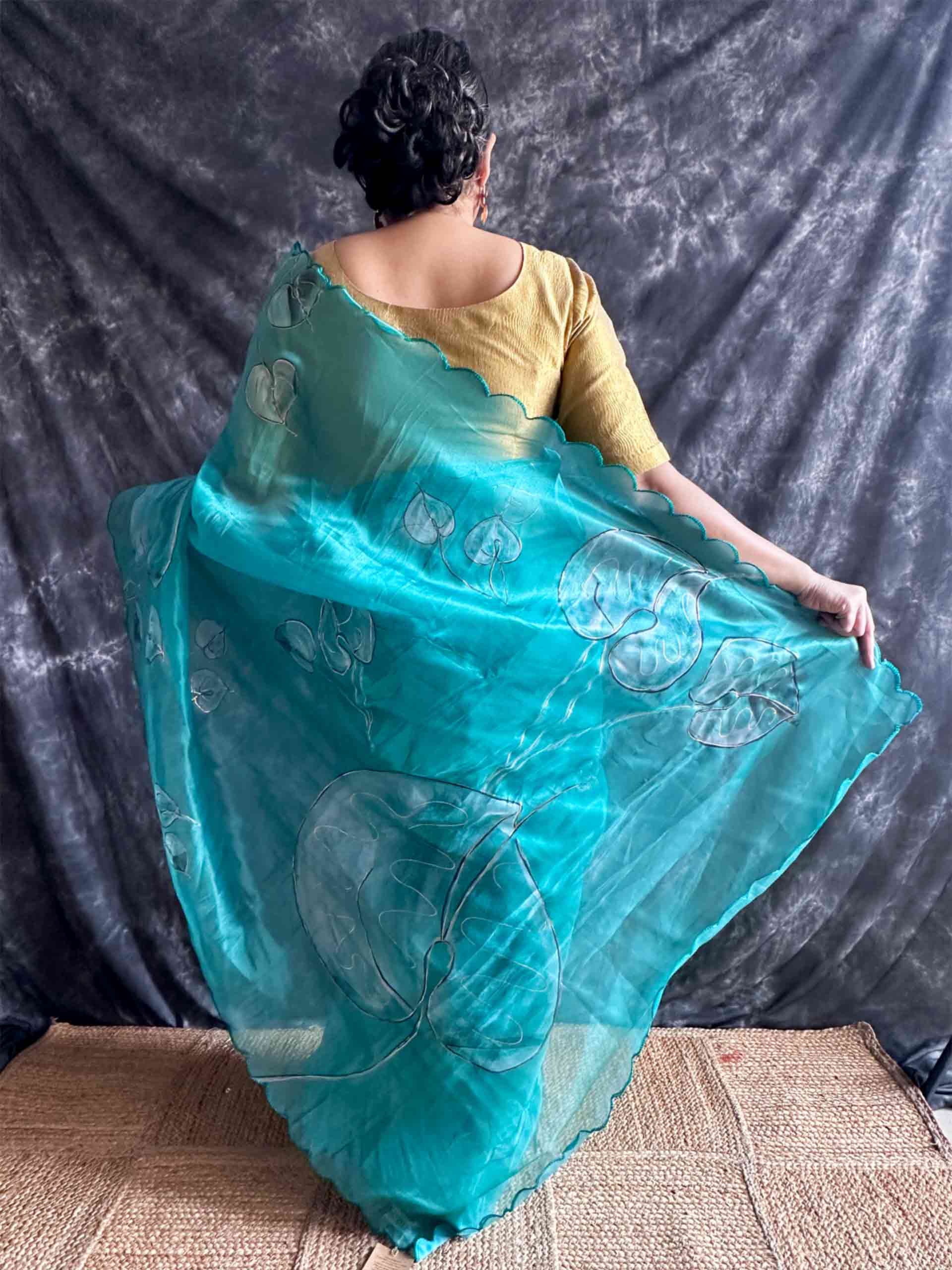 Fern - Hand Painted Organza Saree