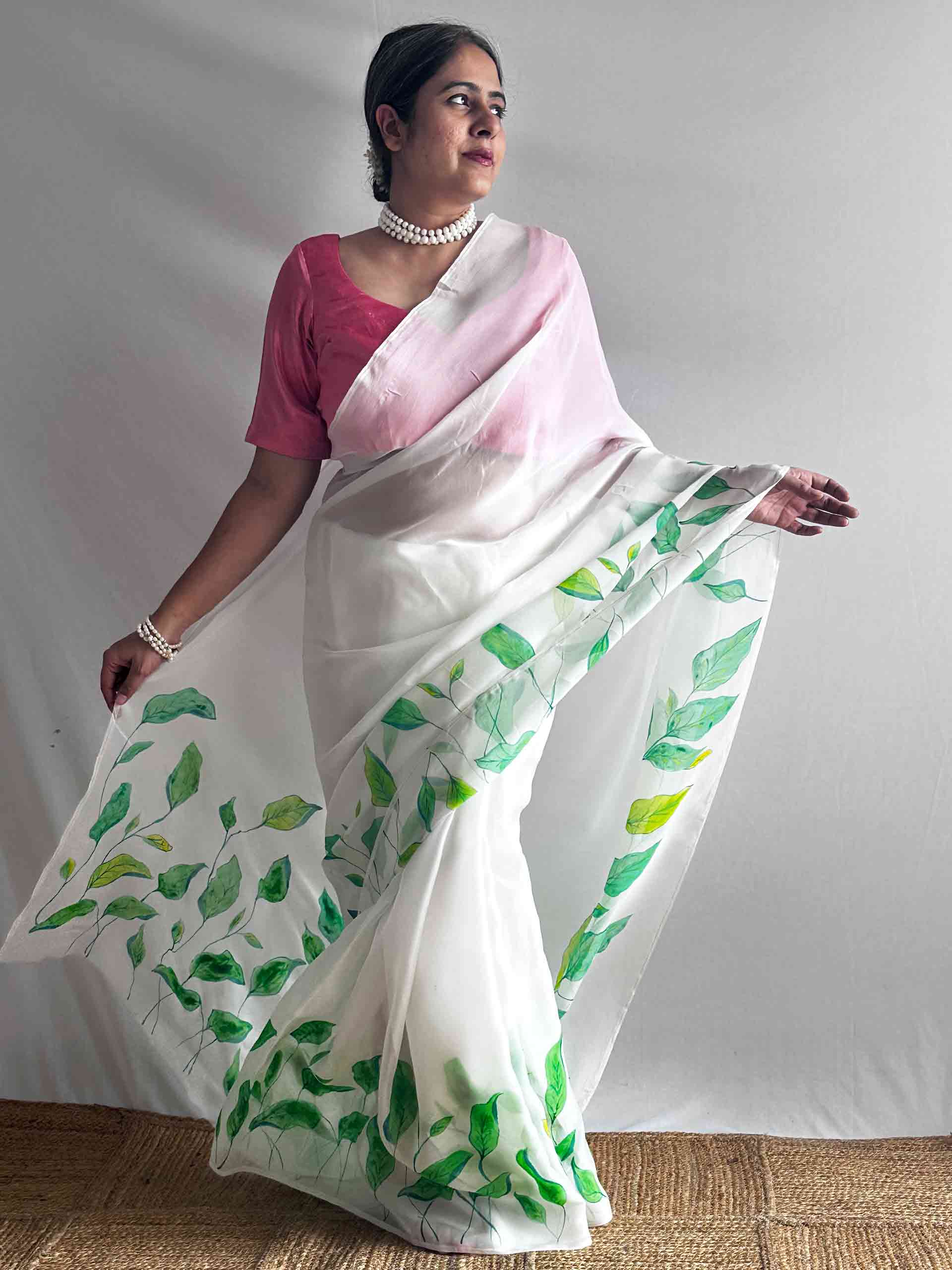 Pallavi - Hand print Organza saree