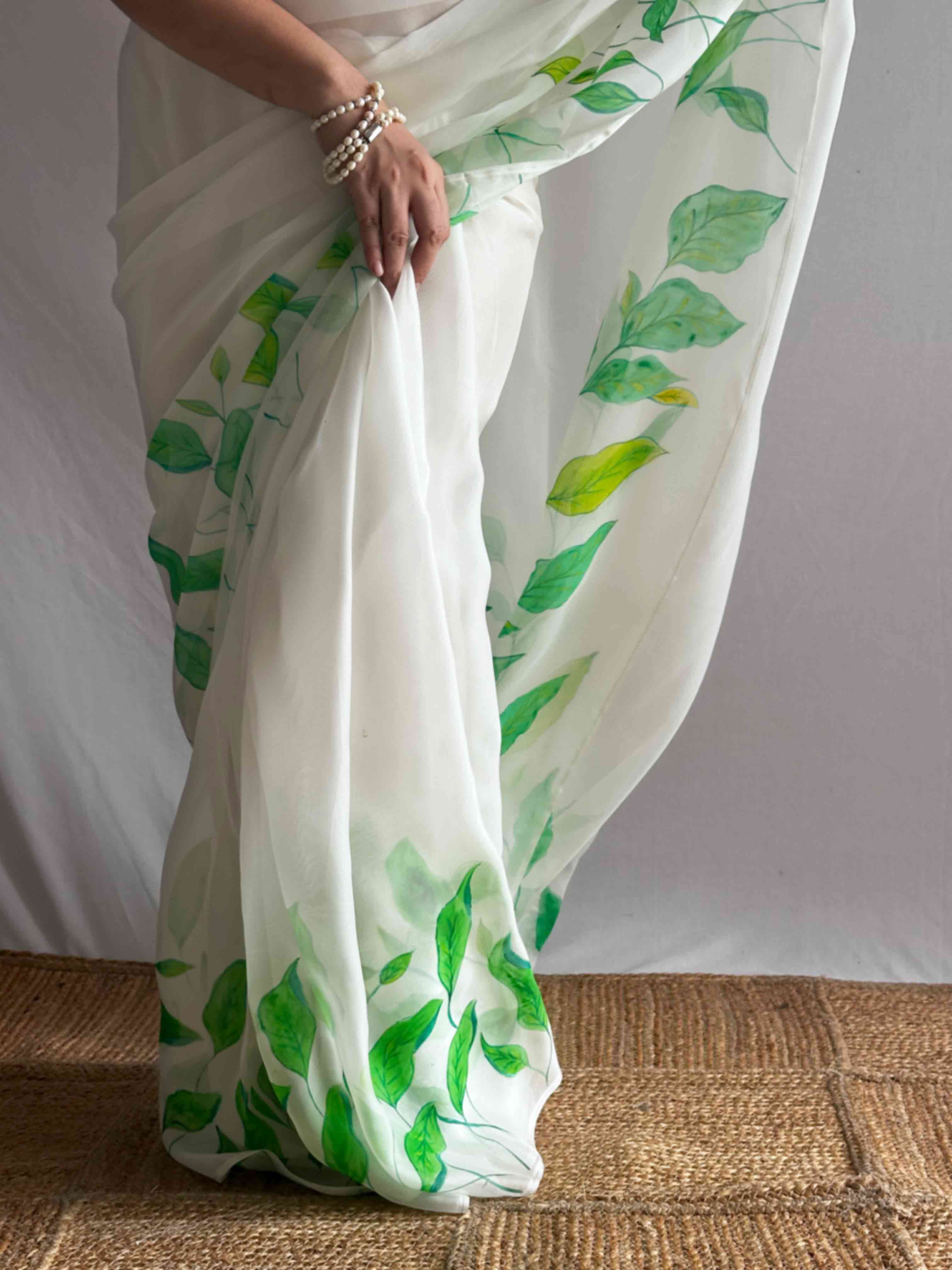 Pallavi - Hand print Organza saree