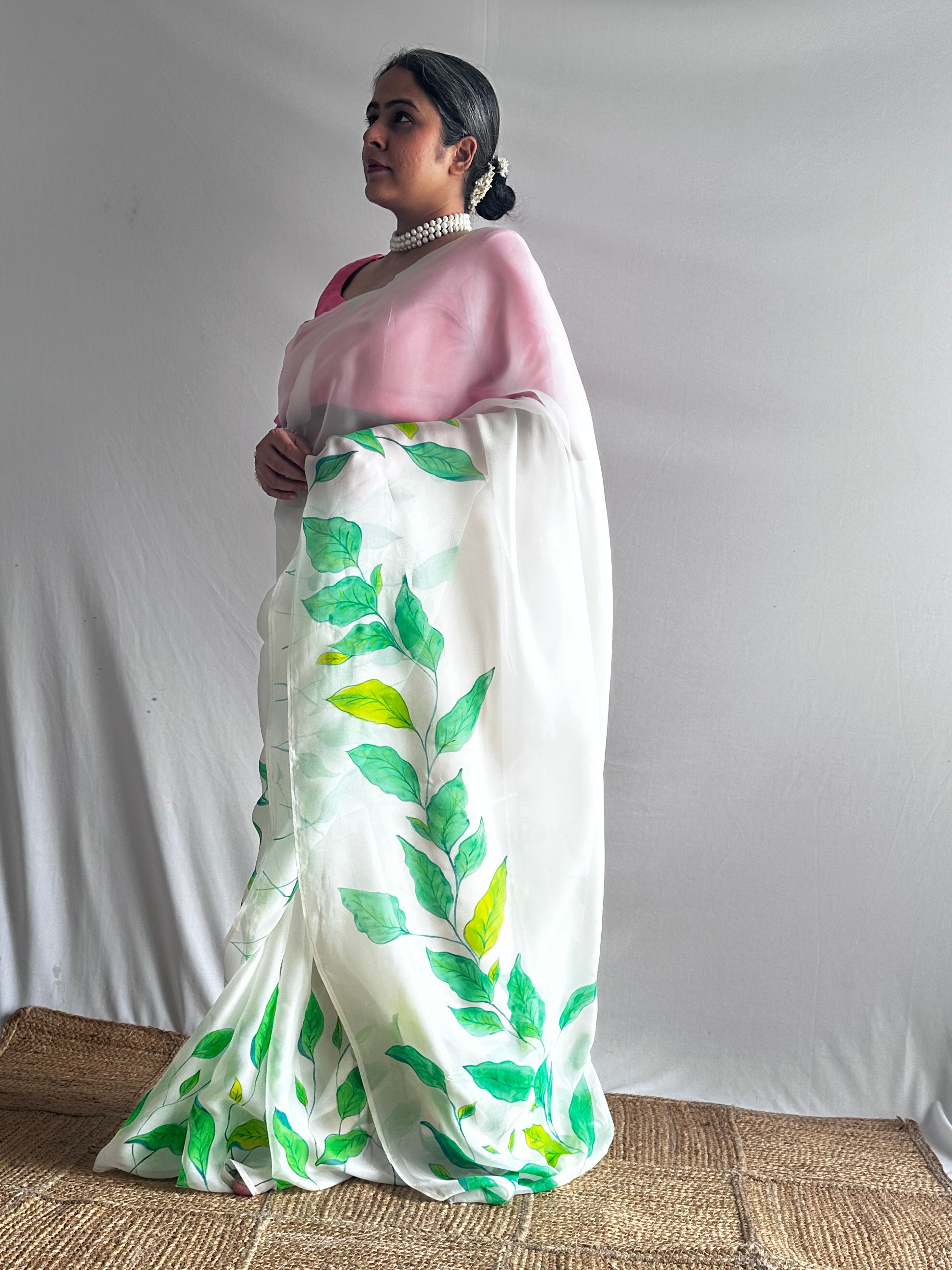 Pallavi - Hand print Organza Silk saree