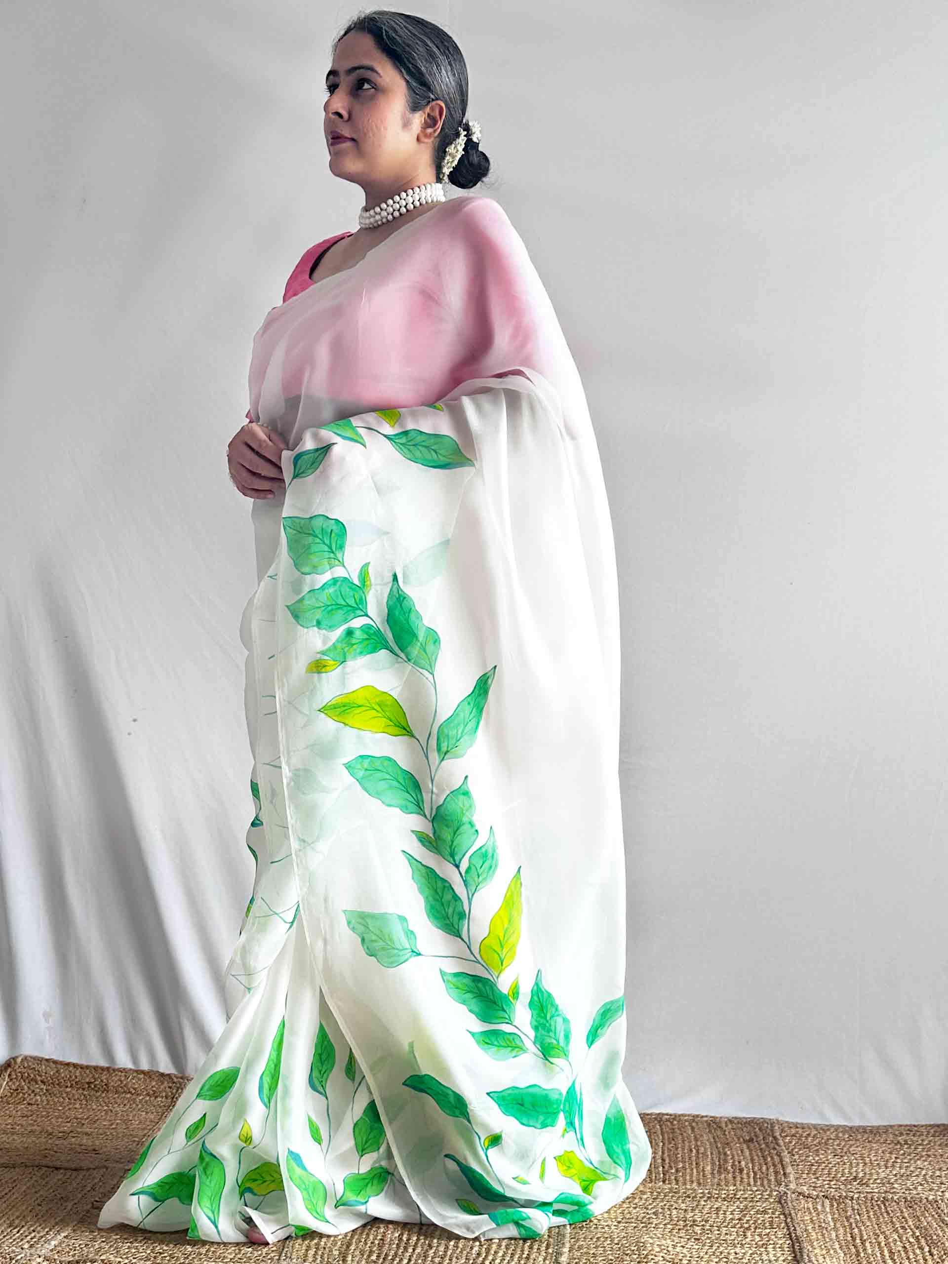 Pallavi - Hand print Organza saree