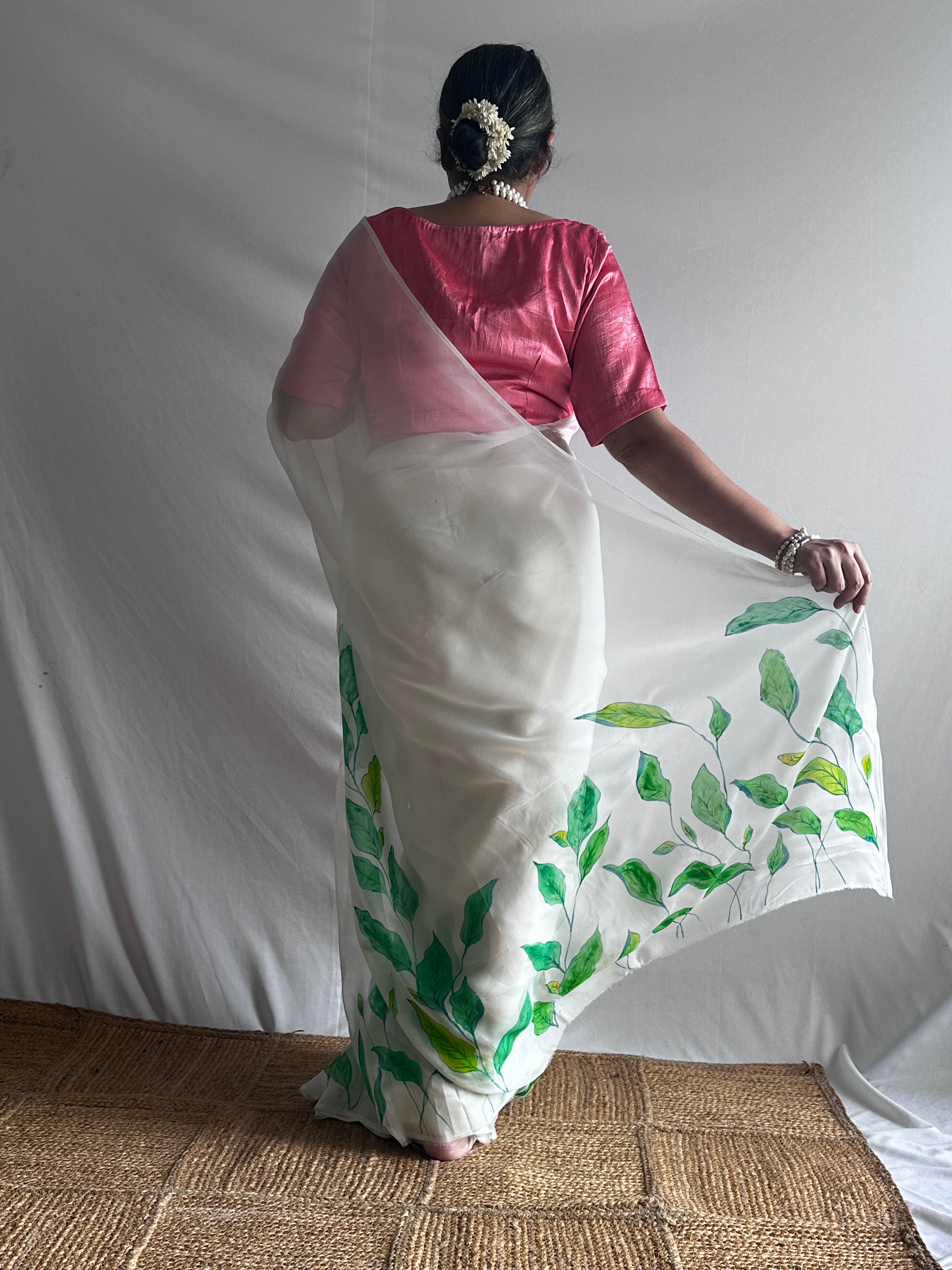 Pallavi - Hand print Organza Silk saree