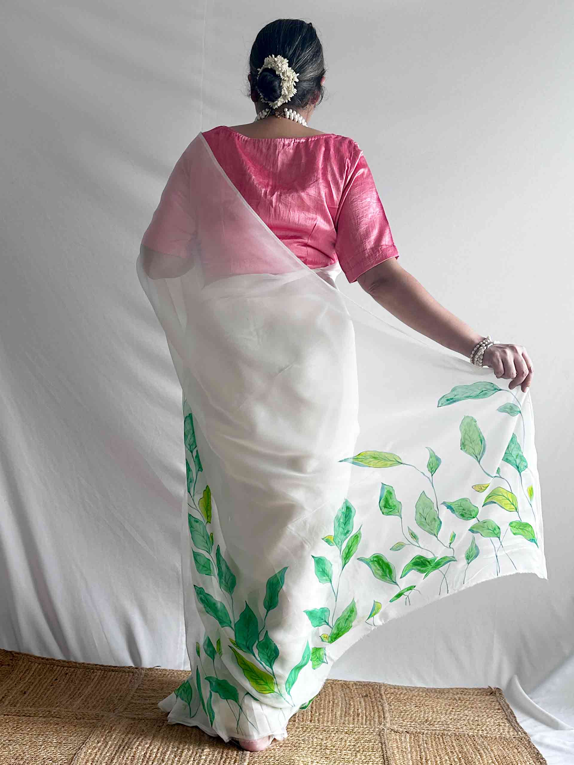 Pallavi - Hand print Organza saree