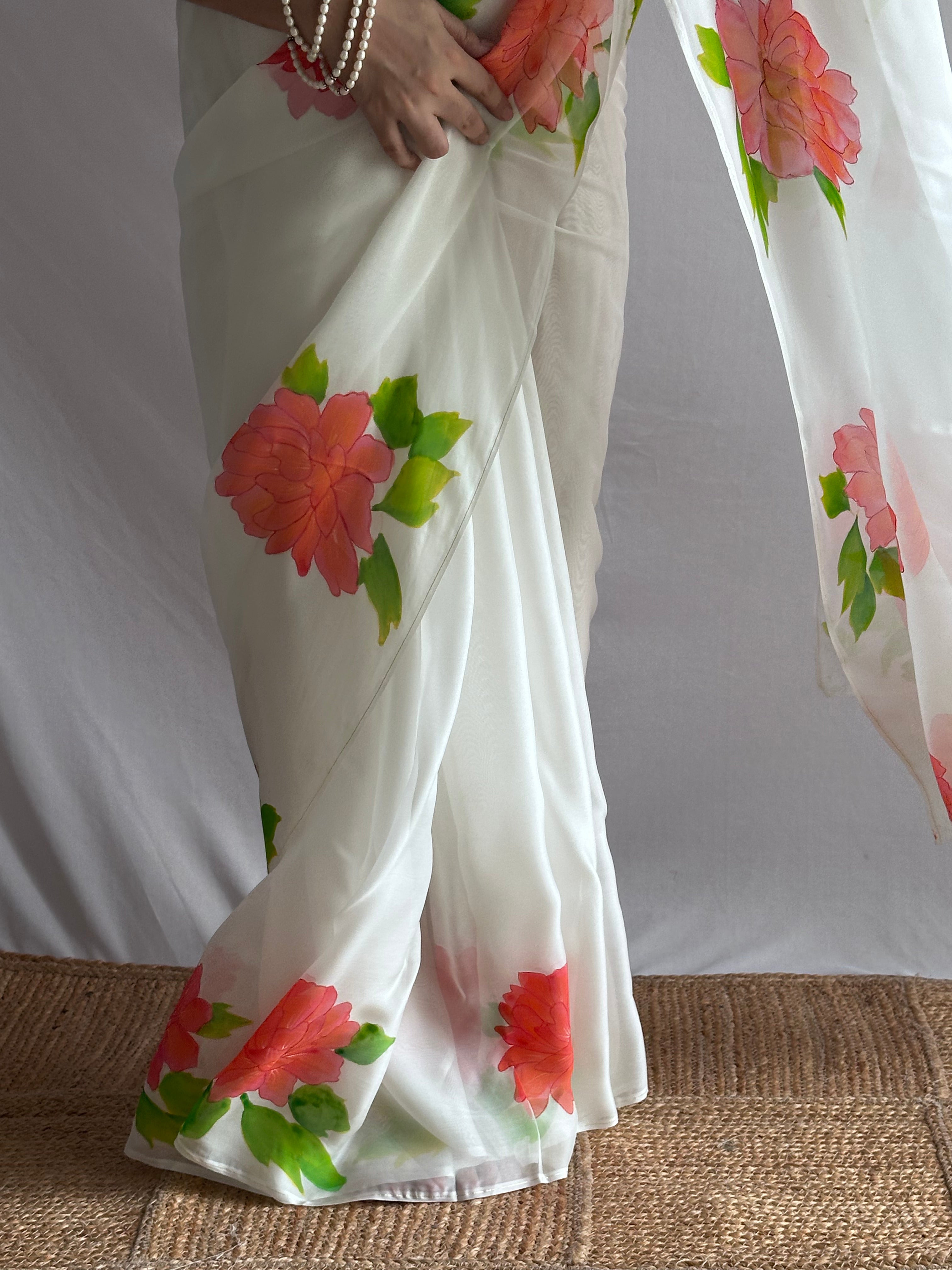 Vasantika - Hand print Organza Silk saree