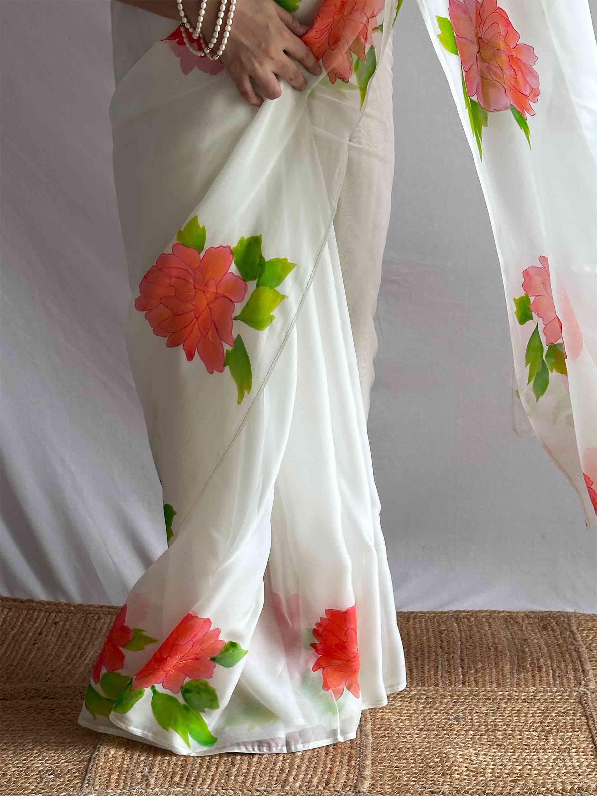 Vasantika - Hand print Organza saree