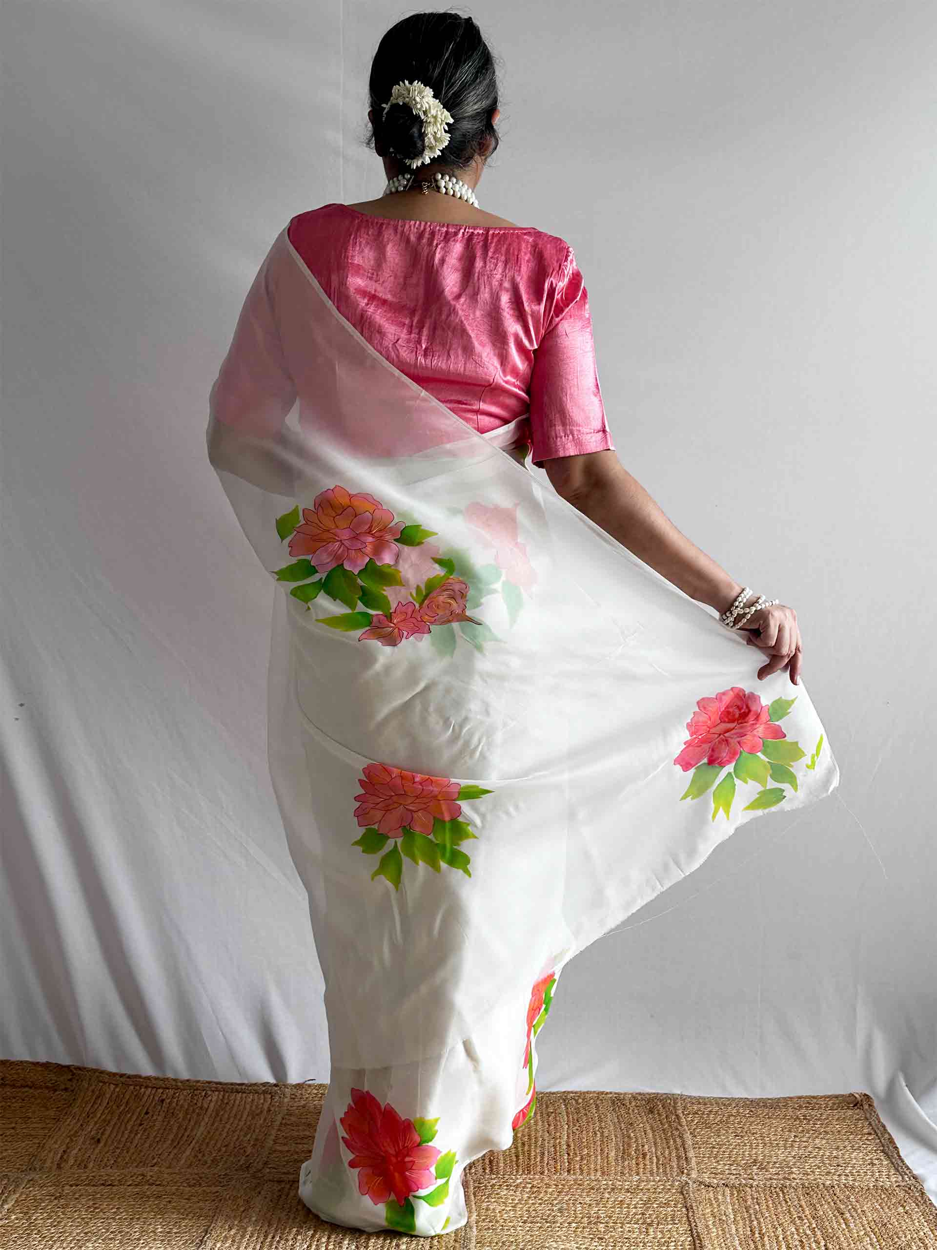Vasantika - Hand print Organza saree