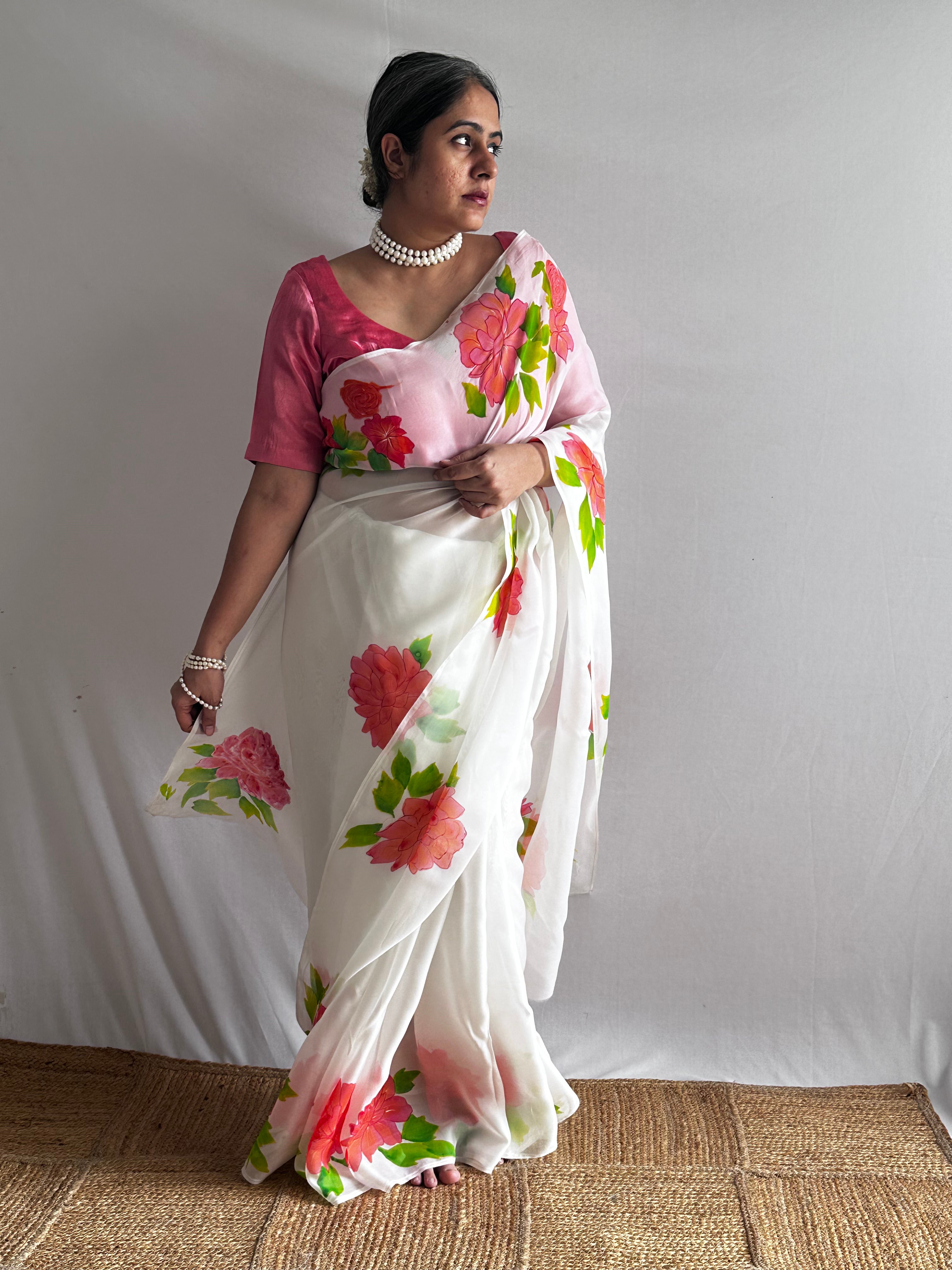 Vasantika - Hand print Organza Silk saree