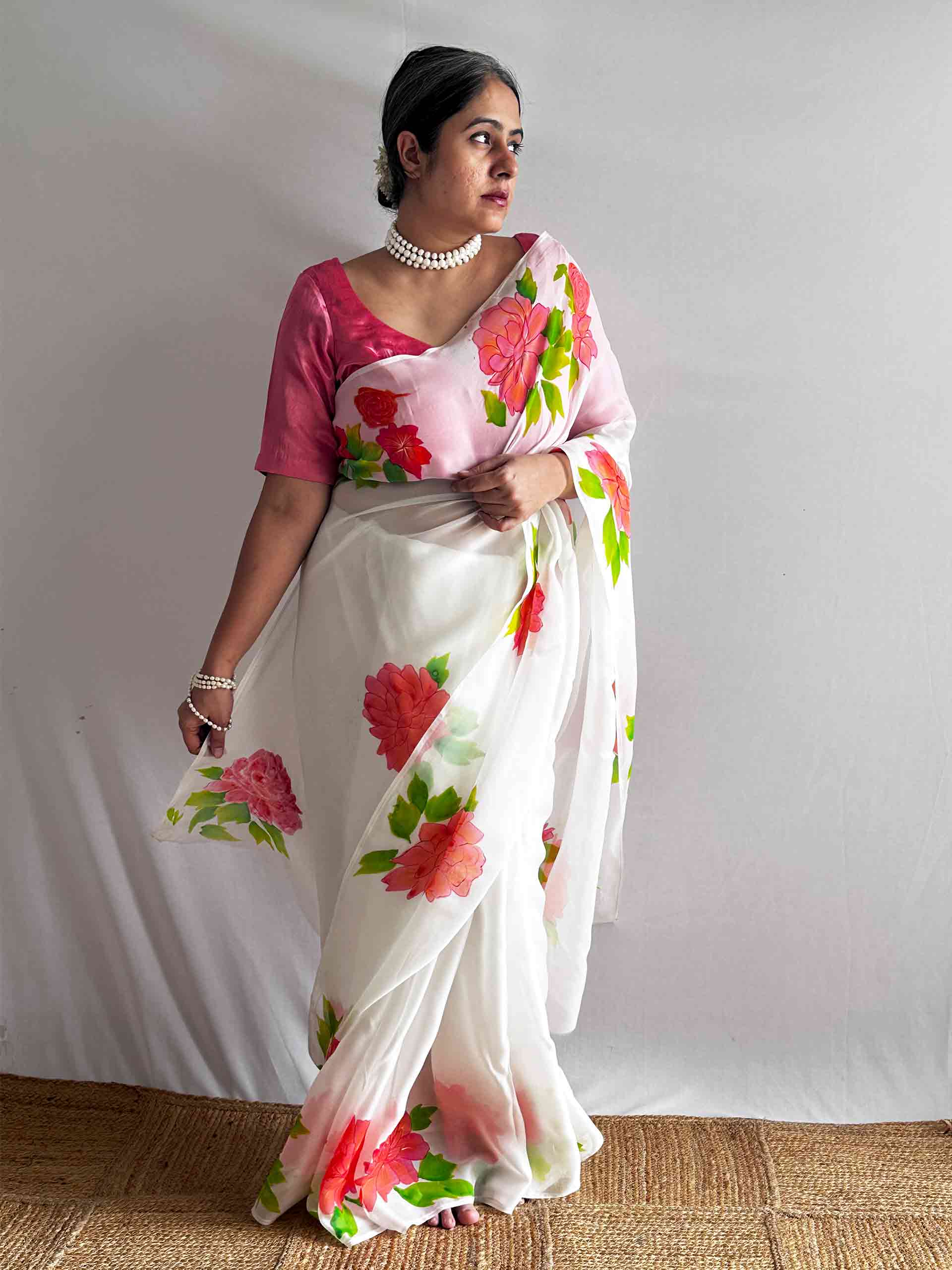 Vasantika - Hand print Organza saree