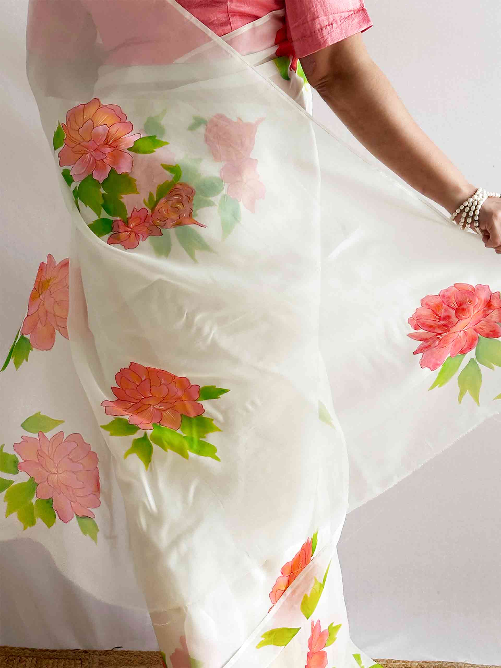 Vasantika - Hand print Organza saree