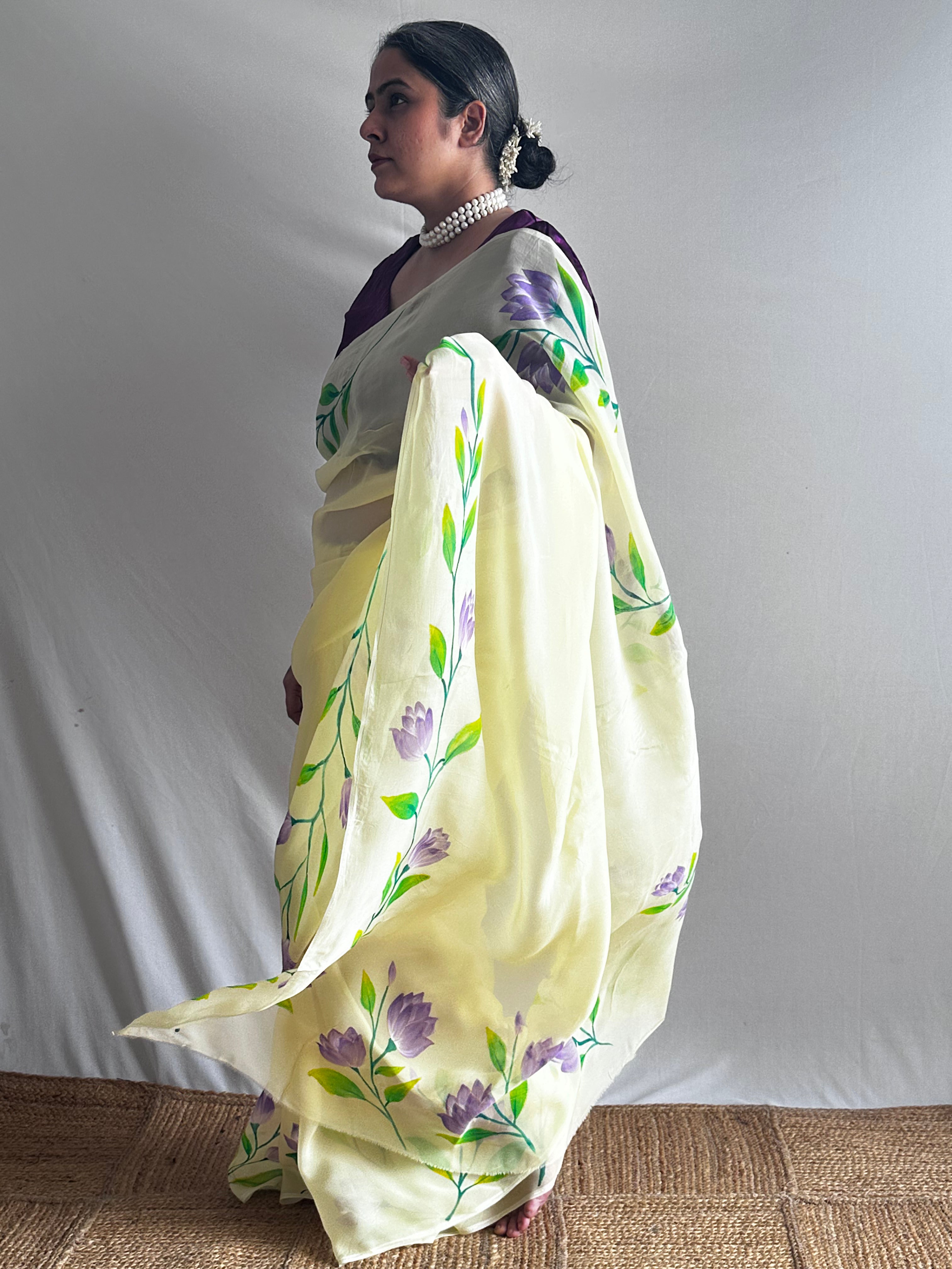 Neel Kamal - Hand print Organza Silk saree
