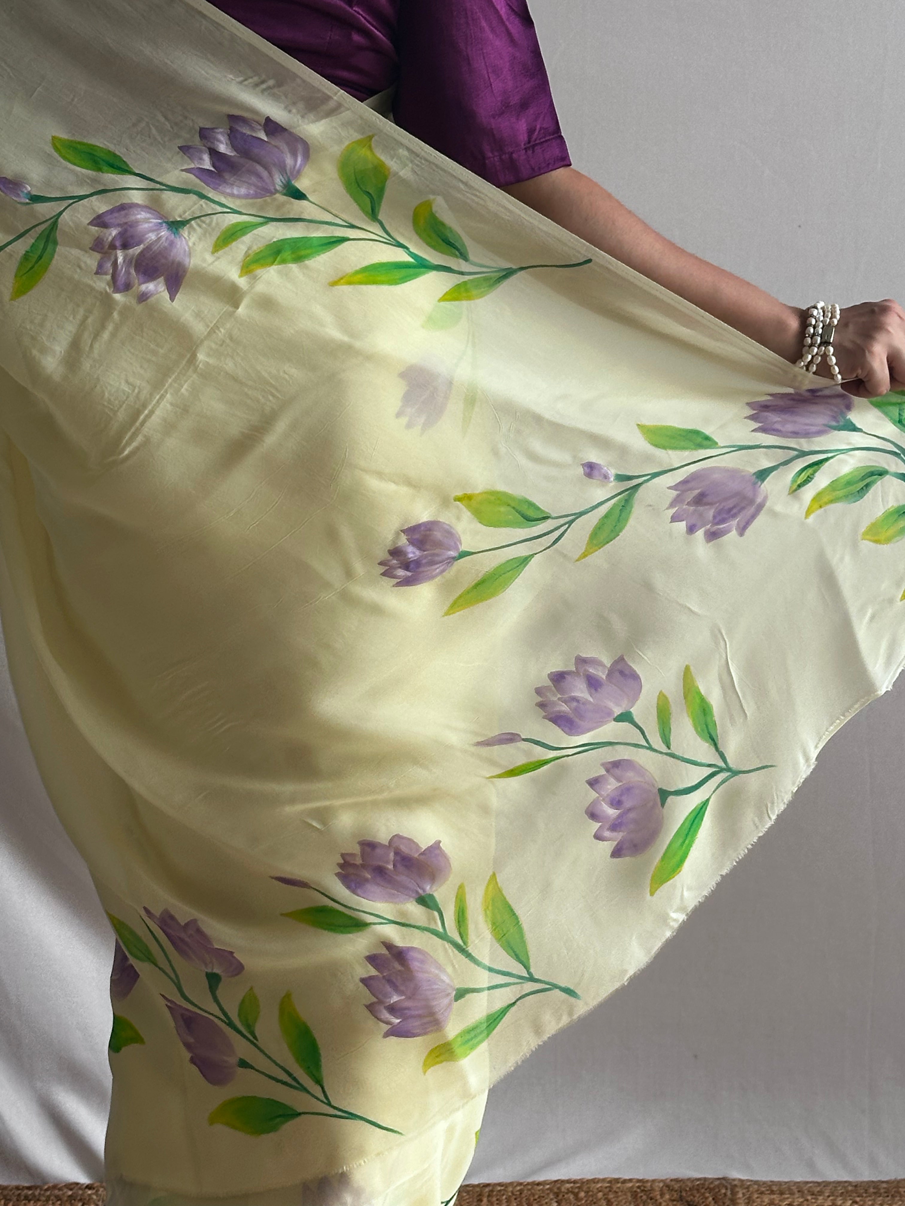 Neel Kamal - Hand print Organza Silk saree